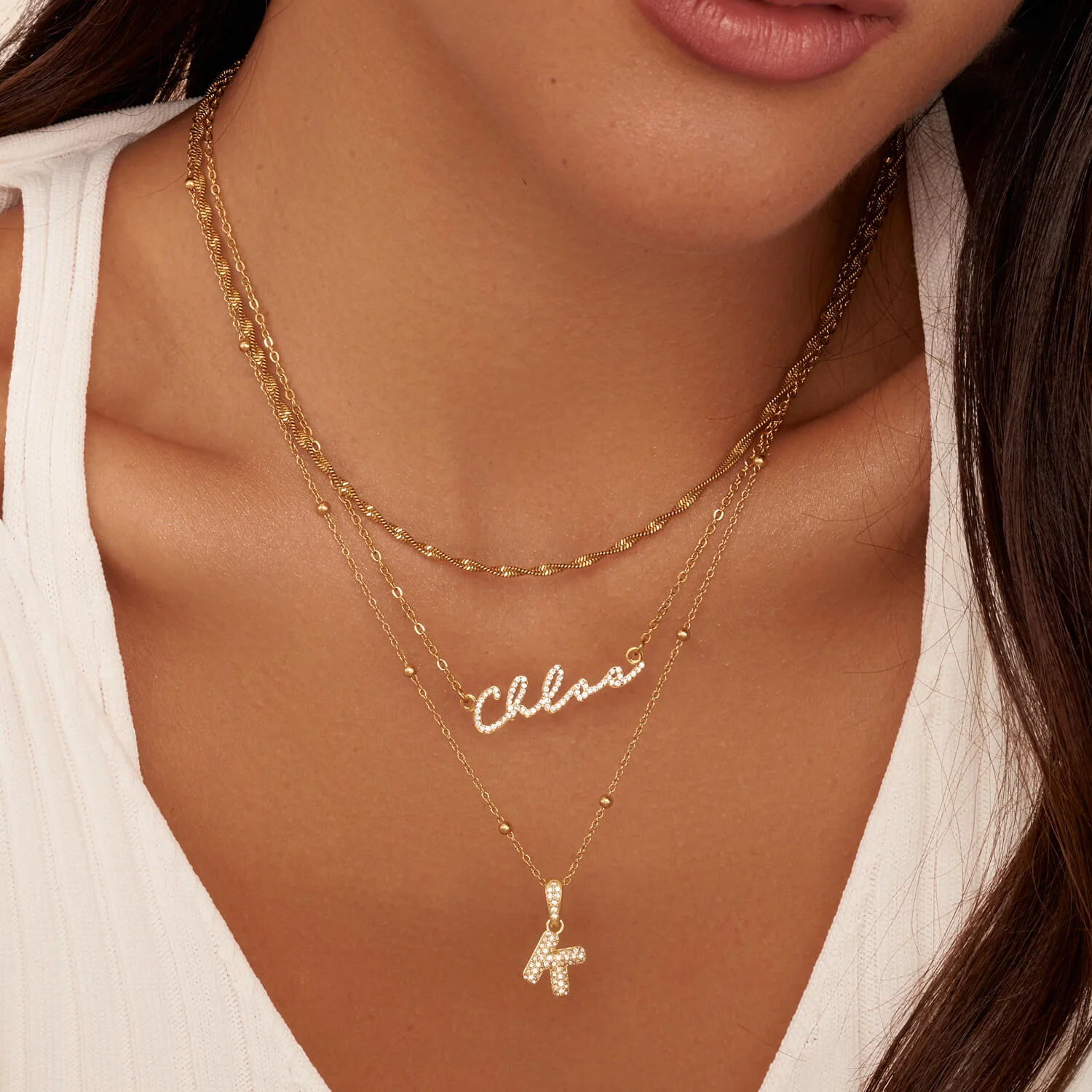 Bubble Initial Sphere Necklace - Gold - Image 8