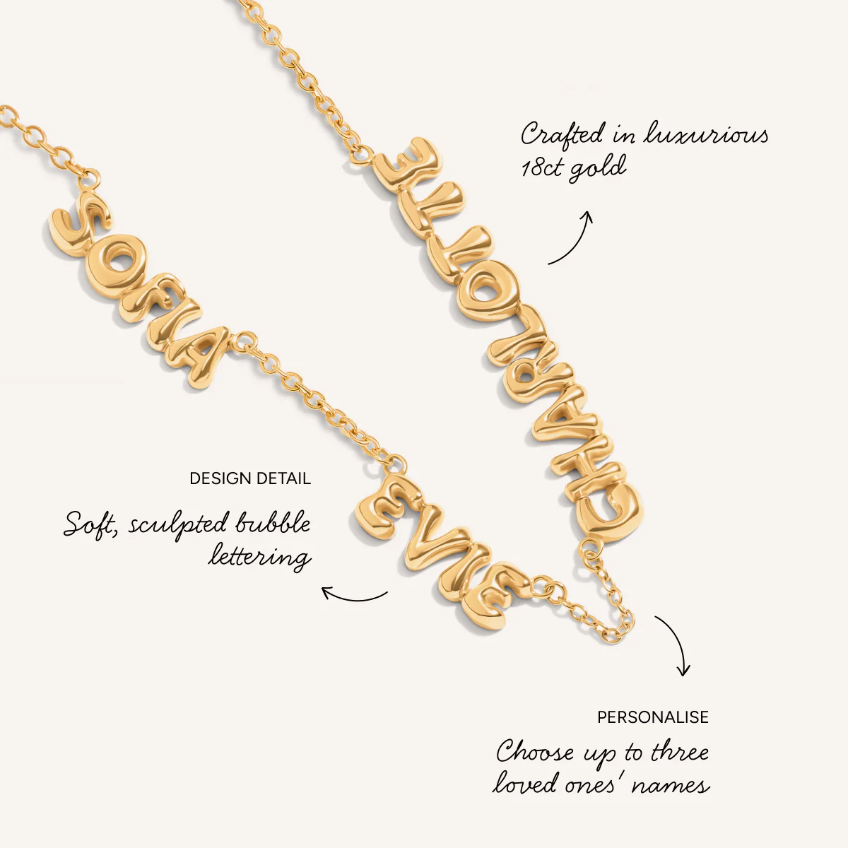 Bubble Name Necklace (Gold) - Image 3