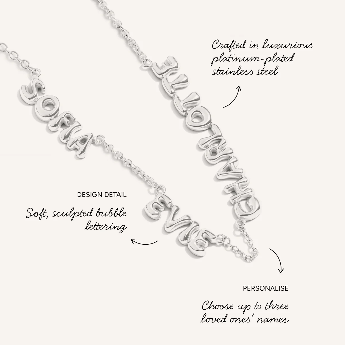 Bubble Name Necklace (Silver) - Image 3
