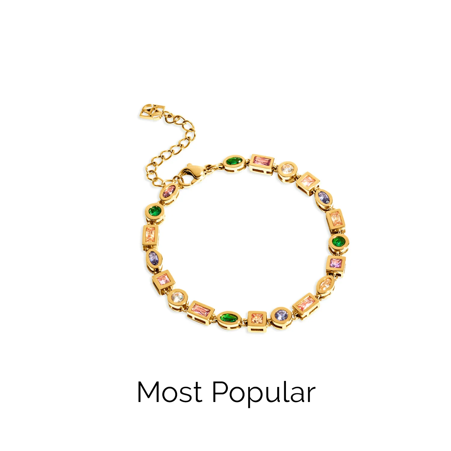 Colourful Tennis Bracelet (Gold) - Image 4