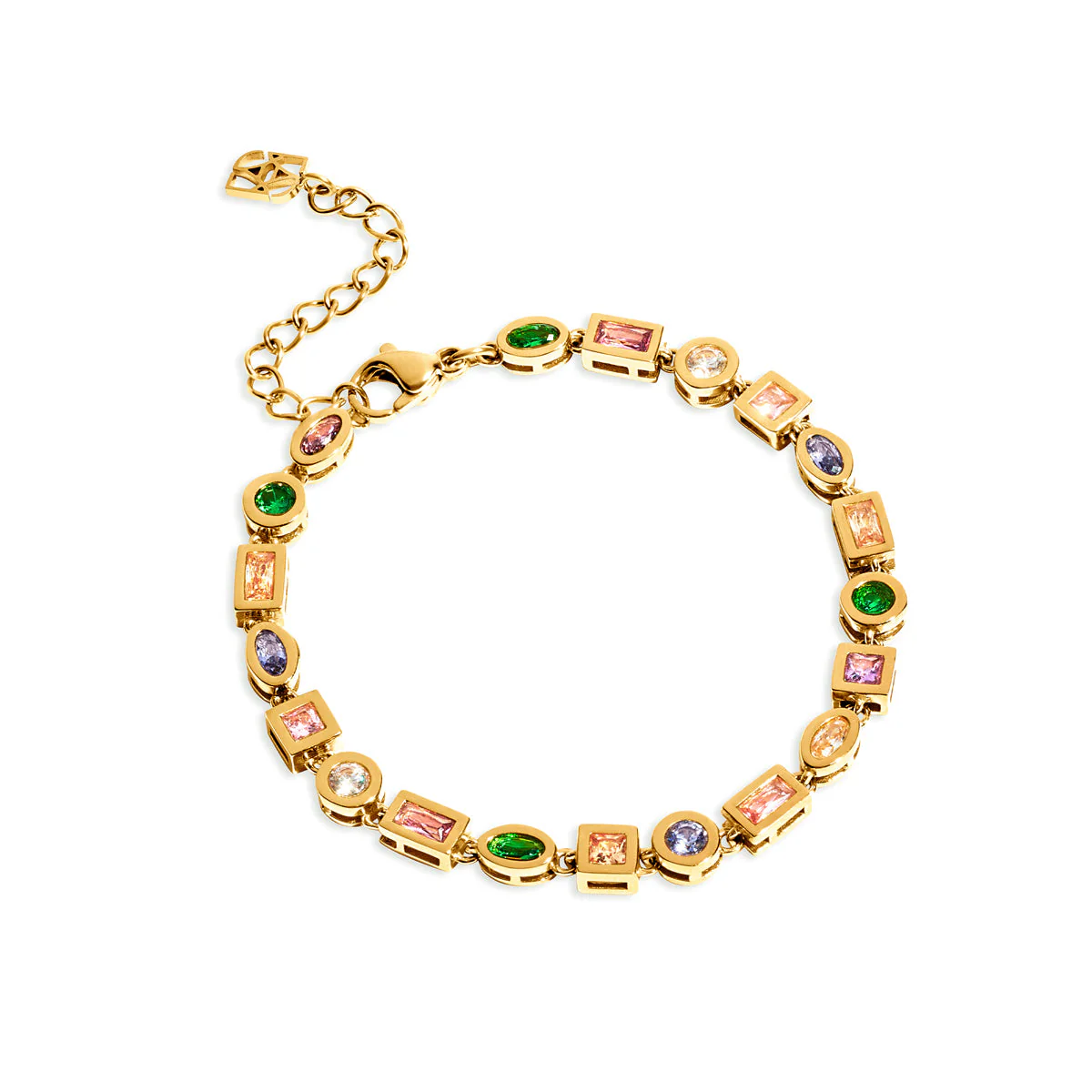 Colourful Tennis Bracelet (Gold) - Image 5