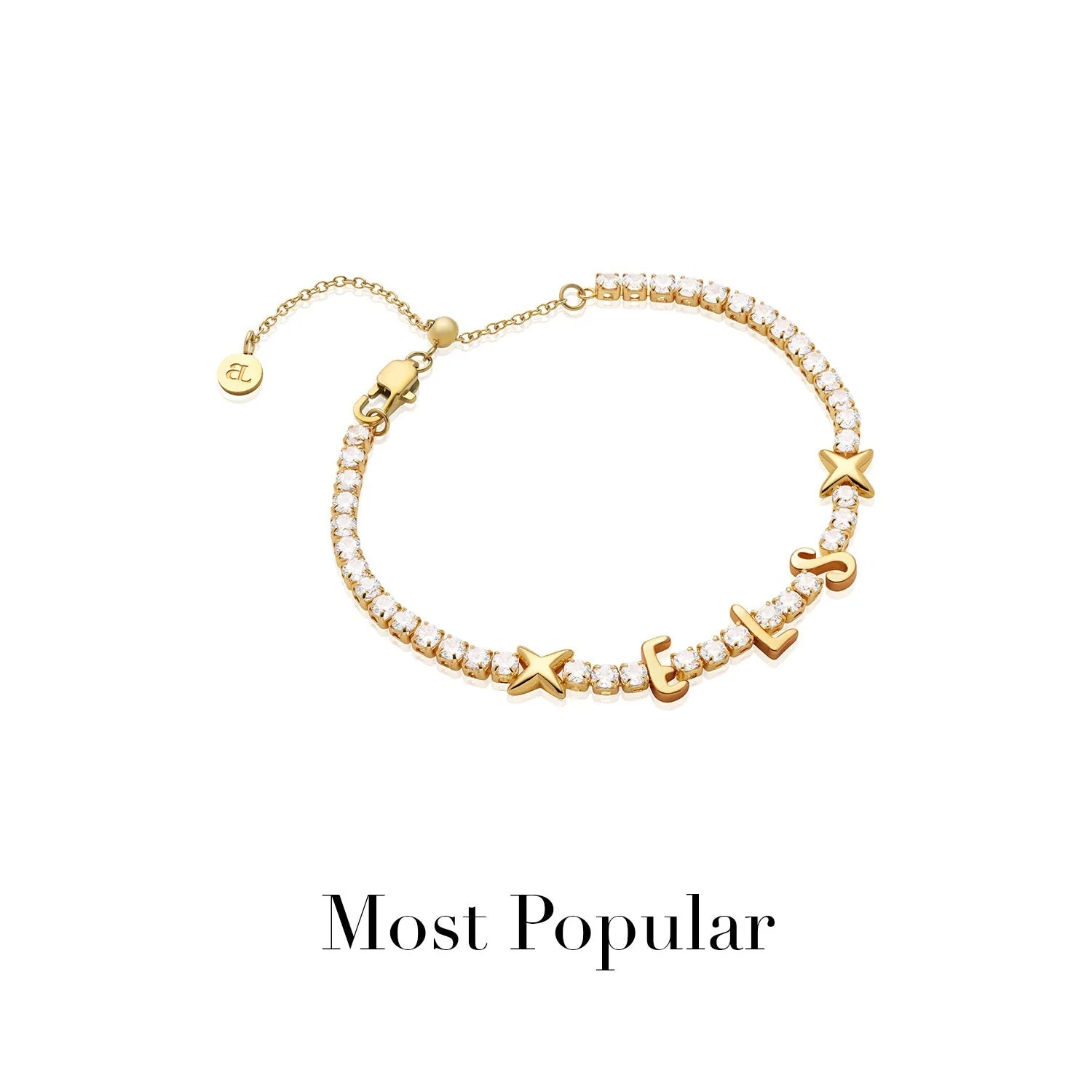 Crystal Fixed Charm Bracelet (Gold) - Image 6