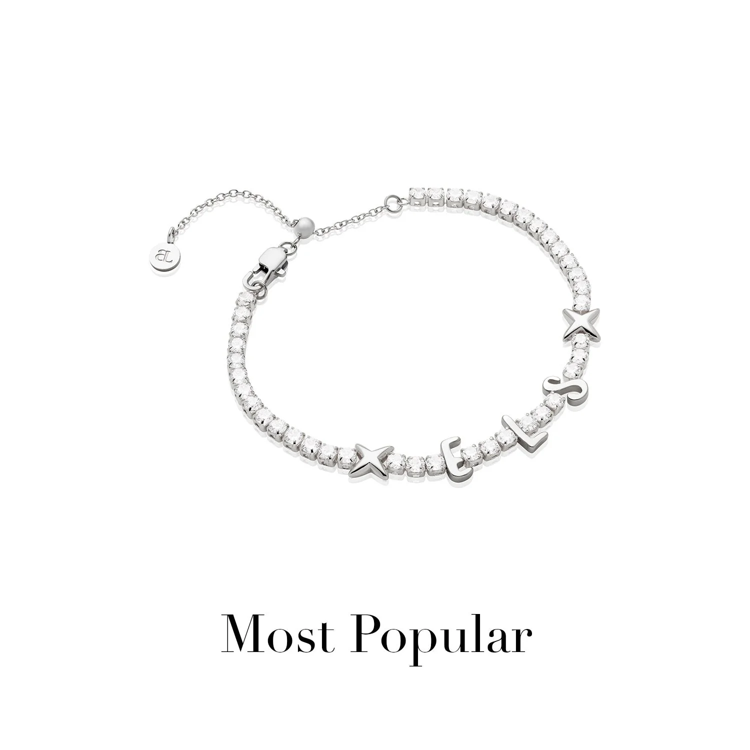Crystal Fixed Charm Bracelet (Silver) - Image 2