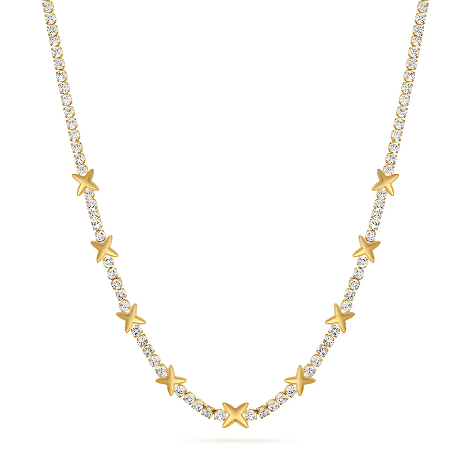 Crystal Fixed Charm Necklace (Gold)