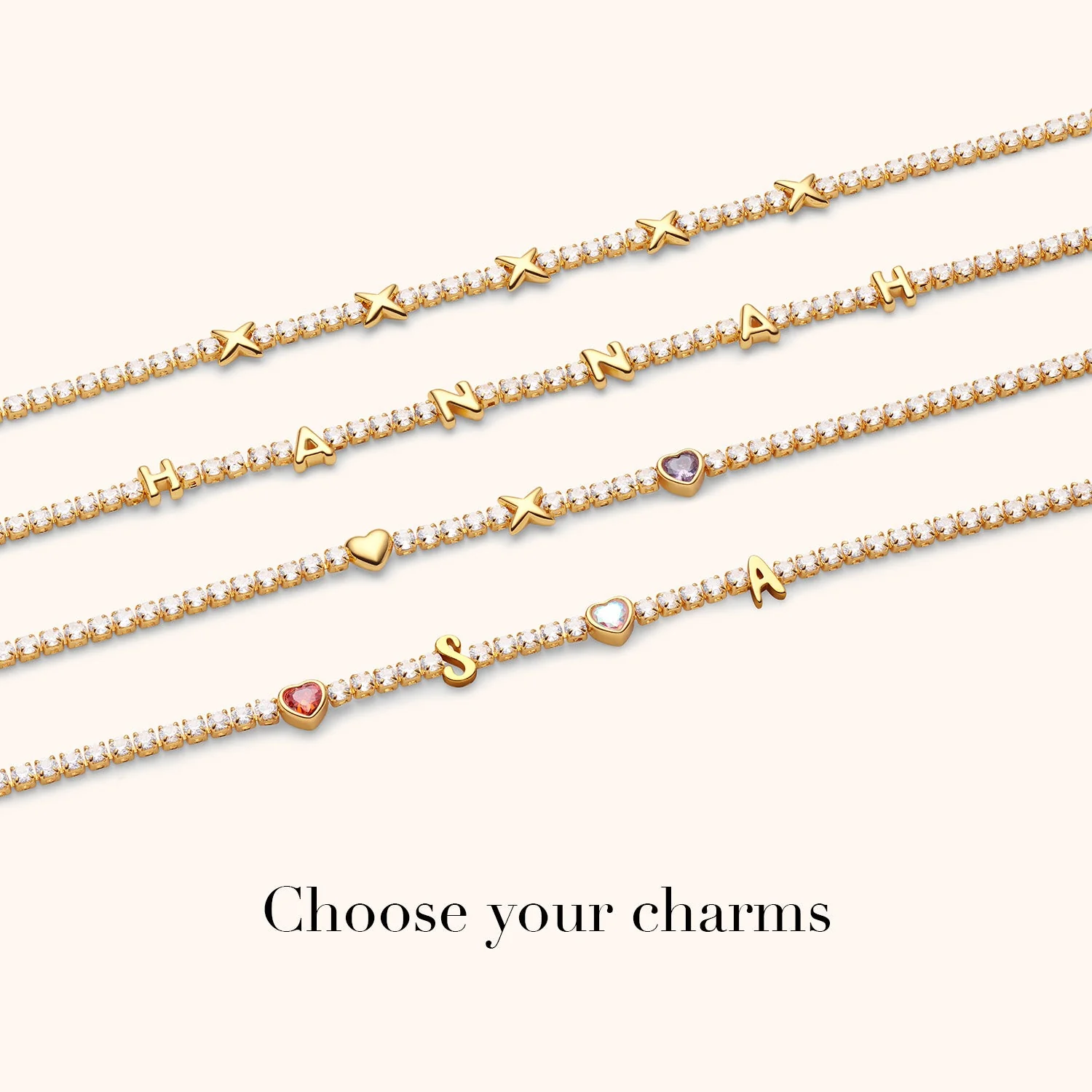 Crystal Fixed Charm Necklace (Gold) - Image 4