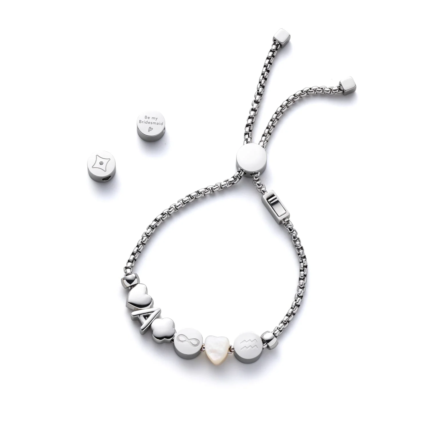 Crystal Clover Bracelet Charm (Silver) - Image 3