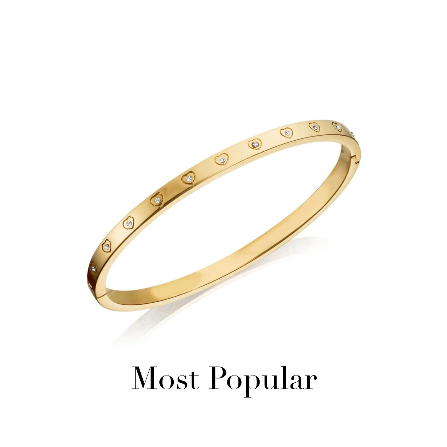 Crystal Heart Bangle (Gold) - Image 3