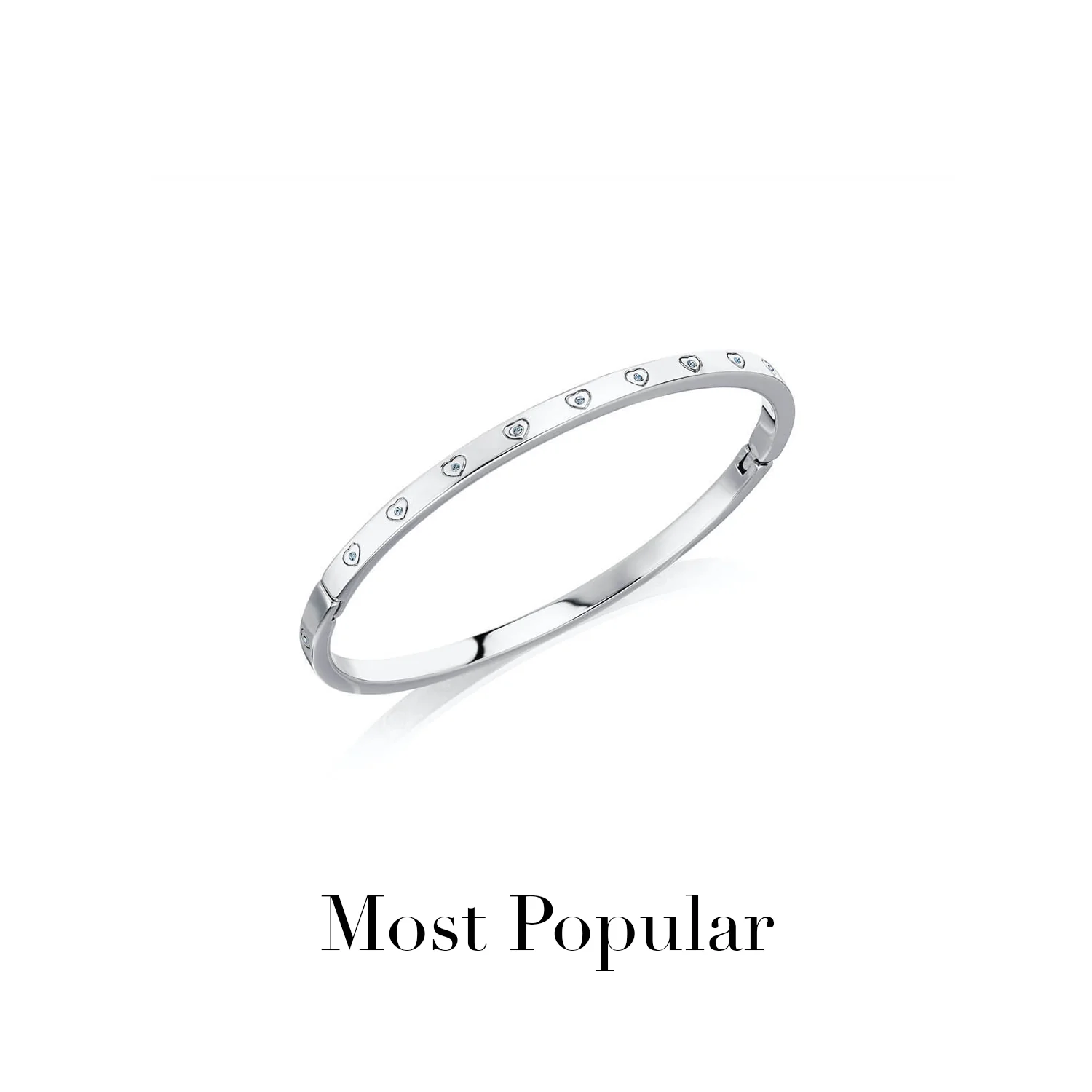 Crystal Heart Bangle (Silver) - Image 6