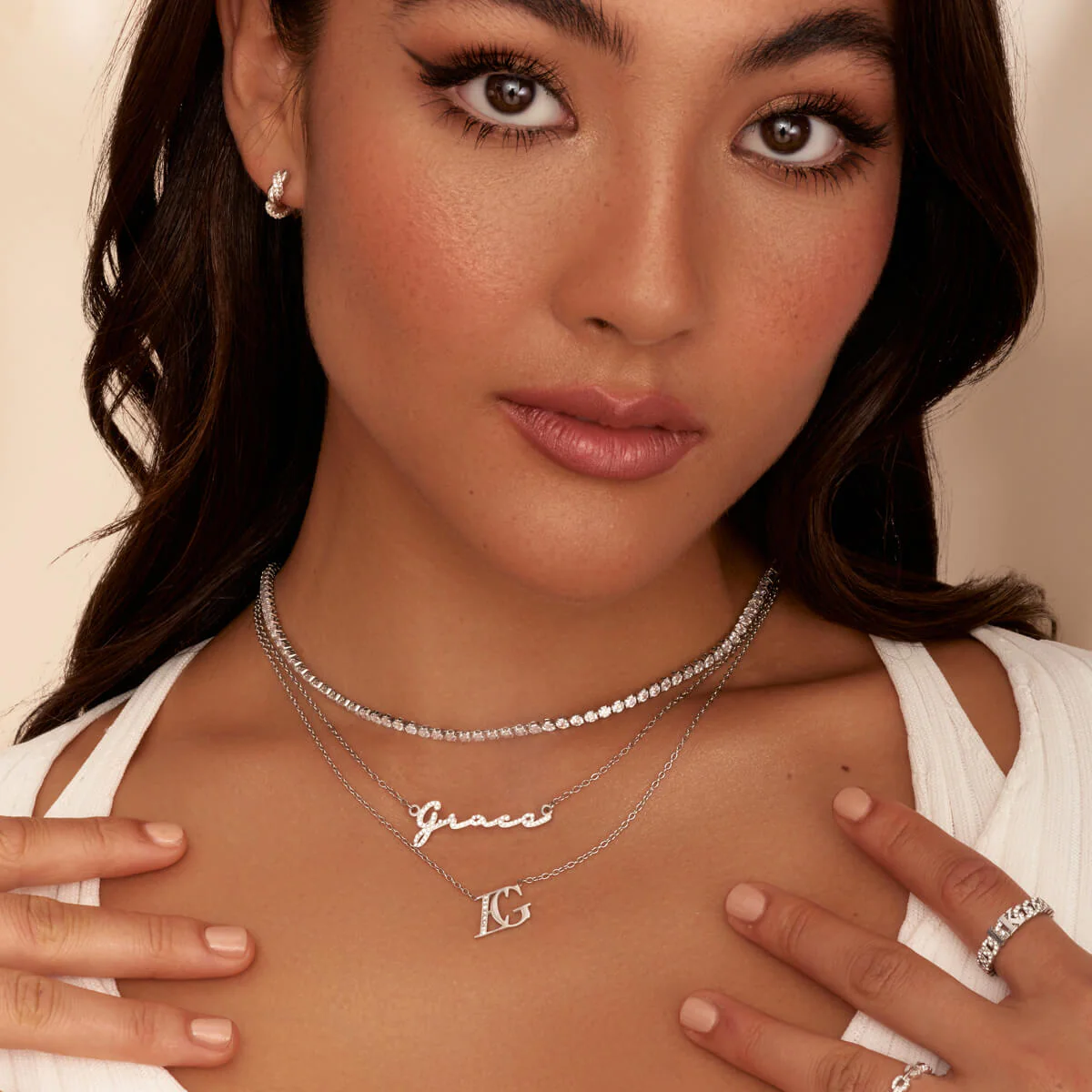 Crystal Signature Name Necklace (Silver) - Image 5