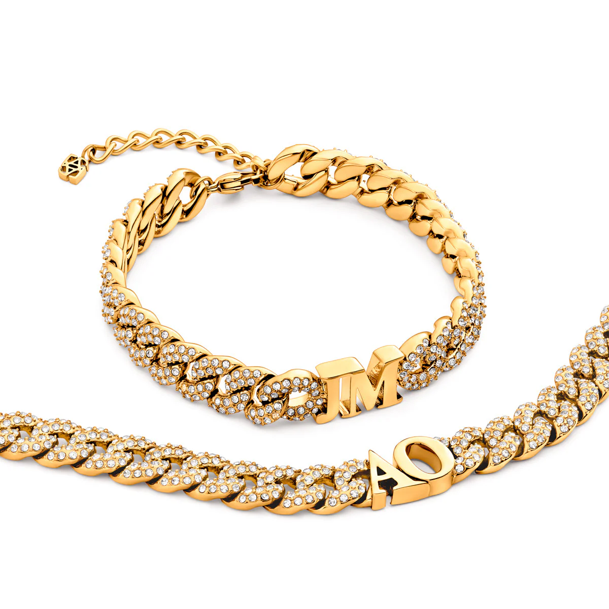 Pavé Initial Curb Bracelet (Gold) - Image 5