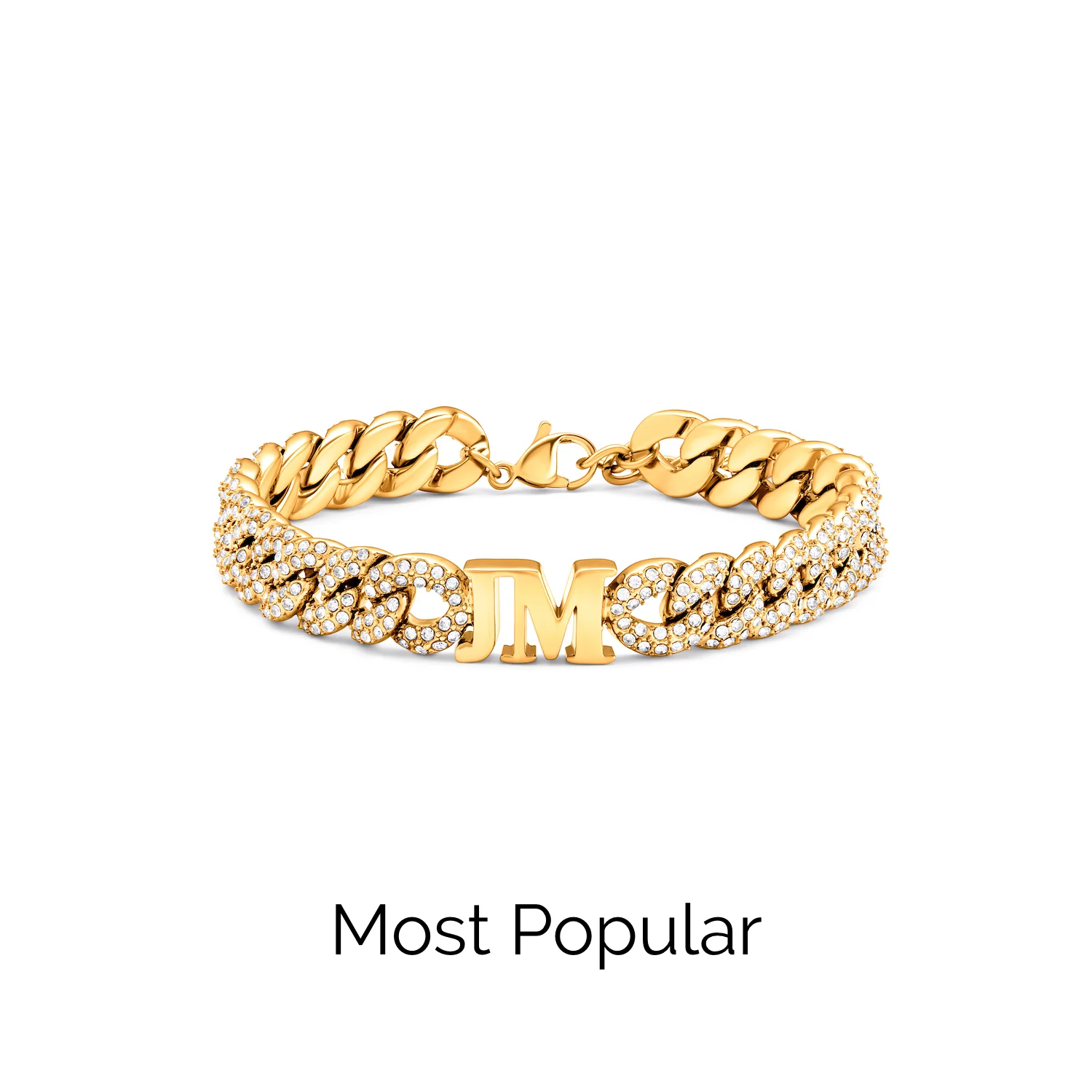Pavé Initial Curb Bracelet (Gold) - Image 8