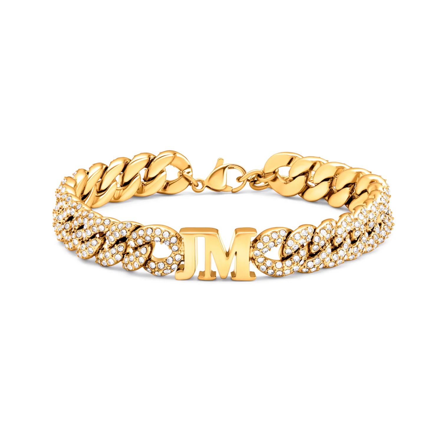 Pavé Initial Curb Bracelet (Gold) - Image 9