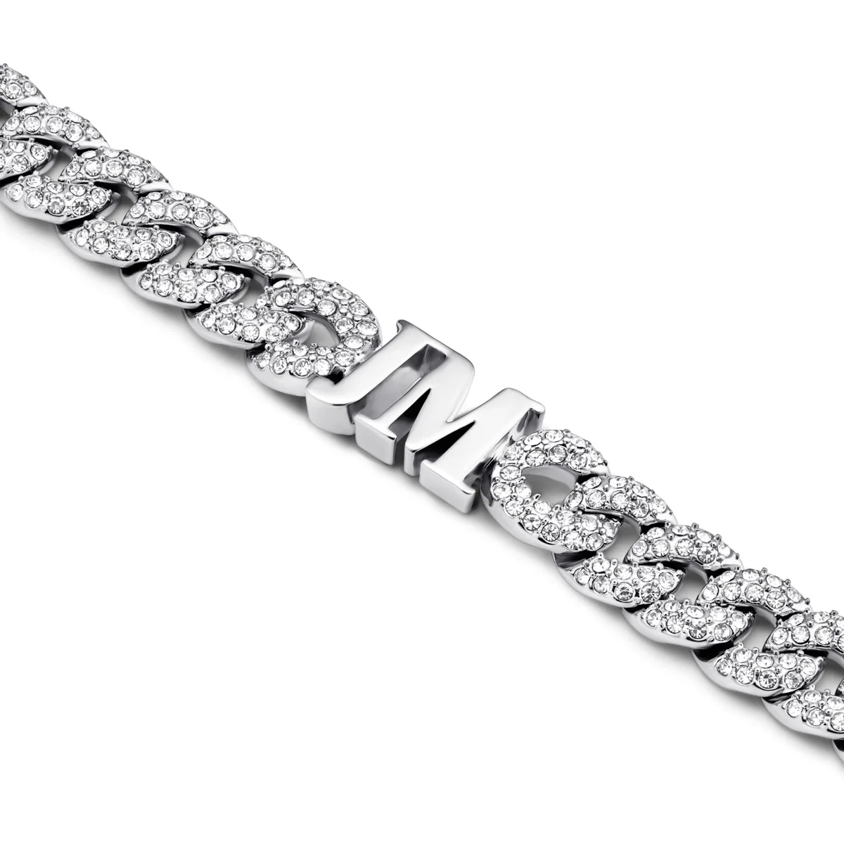 Pavé Initial Curb Bracelet (Silver) - Image 4