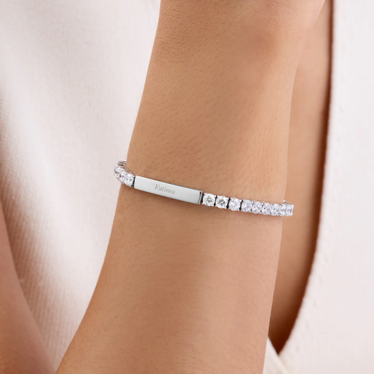 Custom Bar Tennis Bracelet (Silver) - Image 2