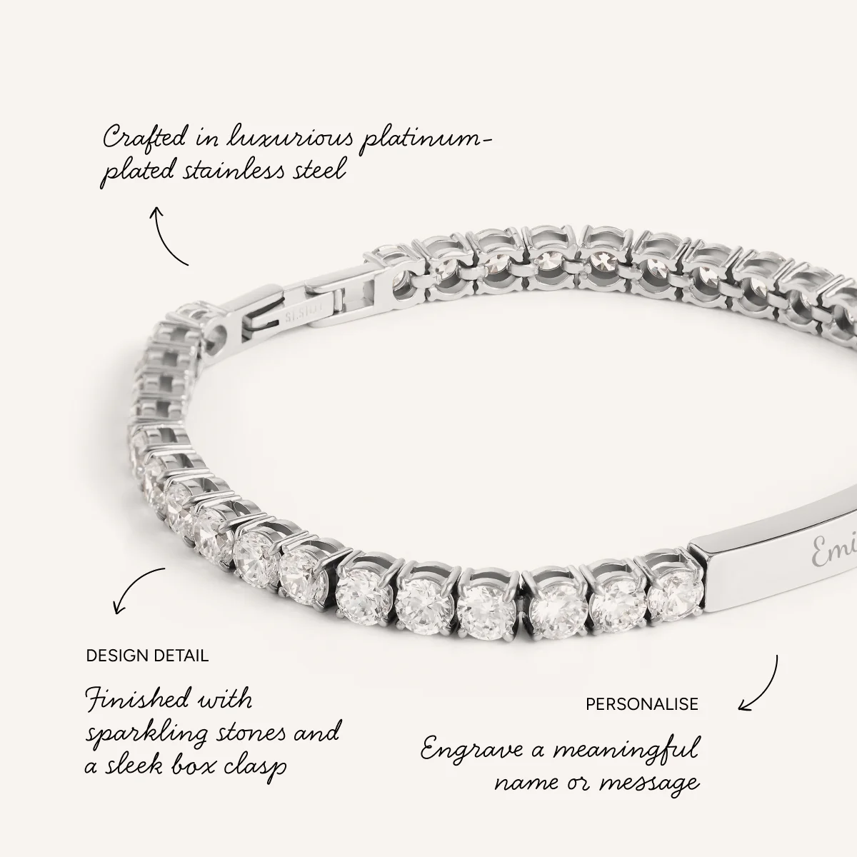 Custom Bar Tennis Bracelet (Silver) - Image 3
