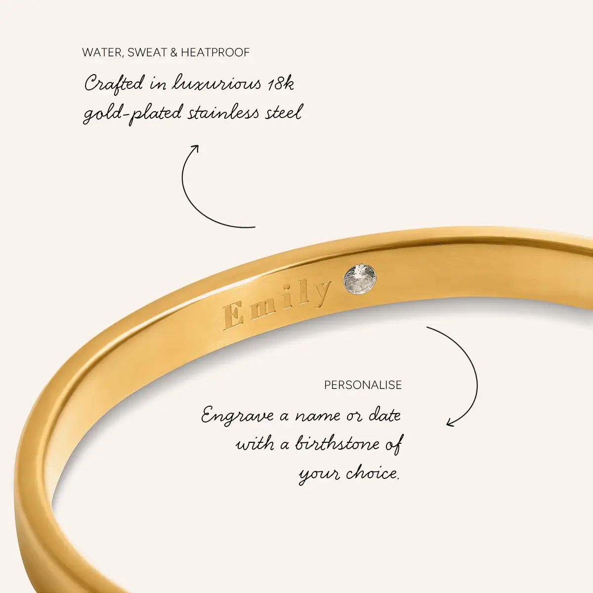 Custom Memento Cuff Bangle (Gold) - Image 4