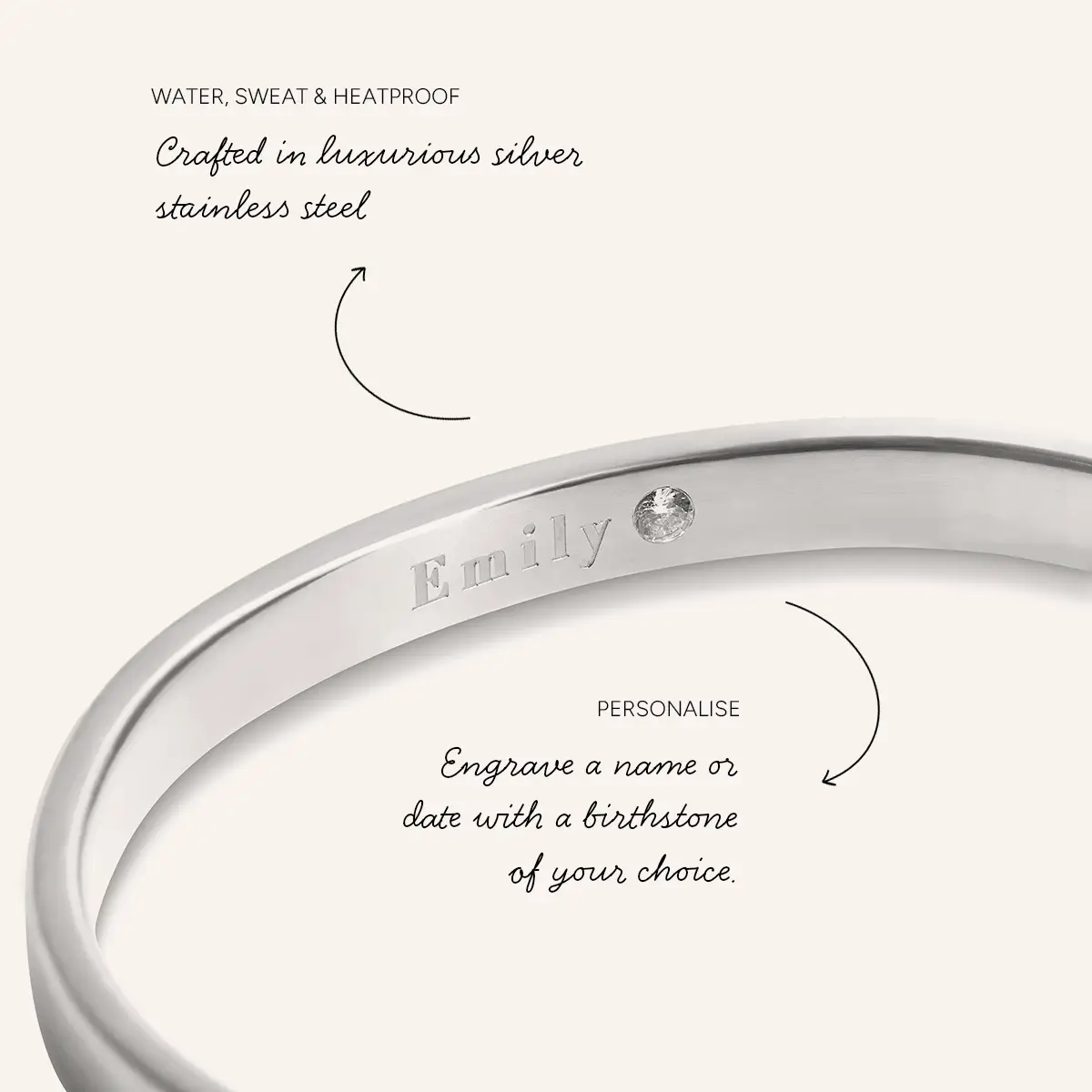 Custom Memento Cuff Bangle (Silver) - Image 4