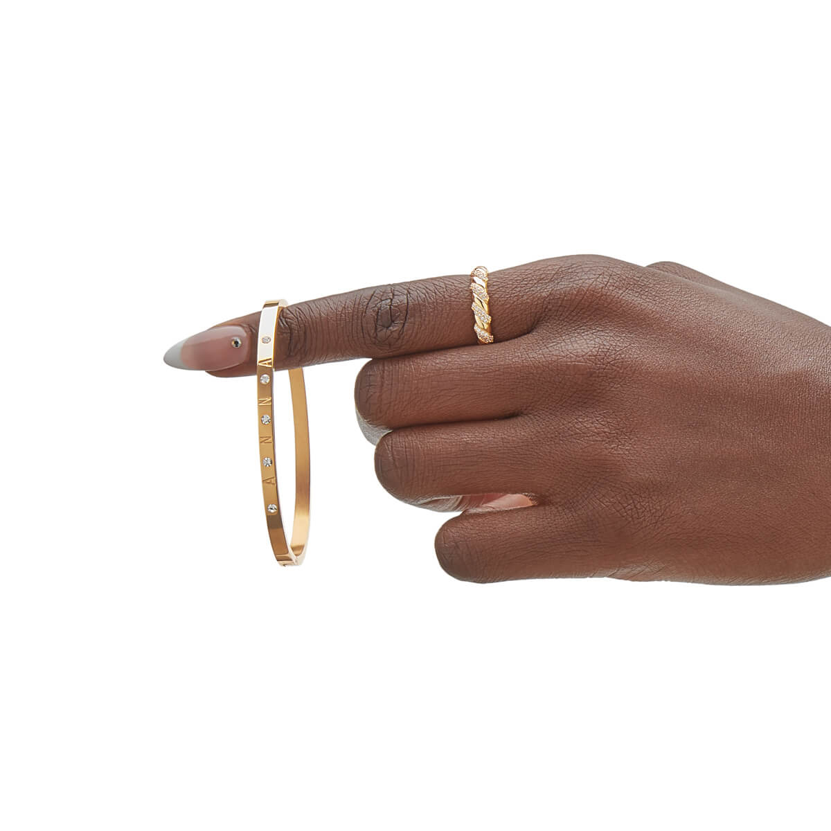 Custom Crystal Name Bangle (Gold) - Image 5