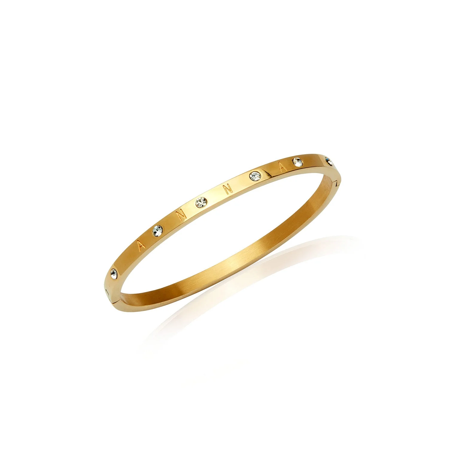 Custom Crystal Name Bangle (Gold) - Image 9