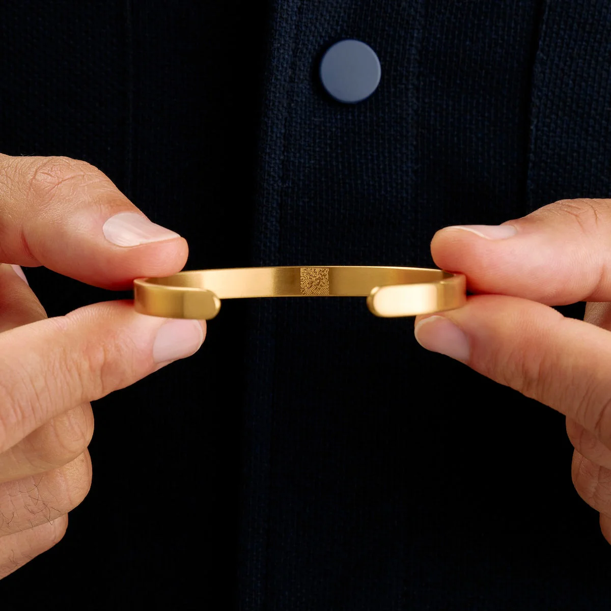 Custom Fingerprint Memento Cuff Bangle (Gold) - Image 2