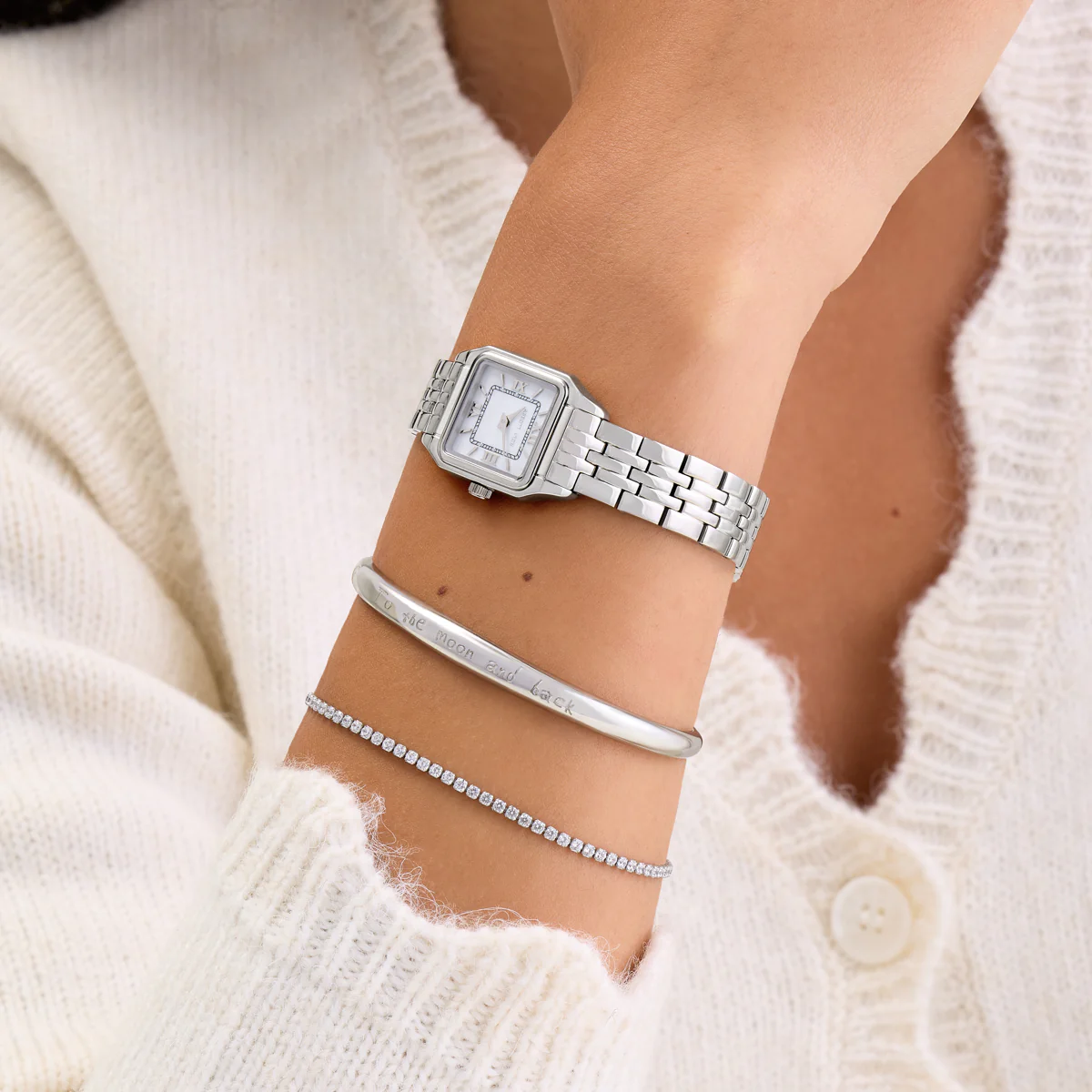 Custom Handwritten Domed Bangle (Silver) - Image 2