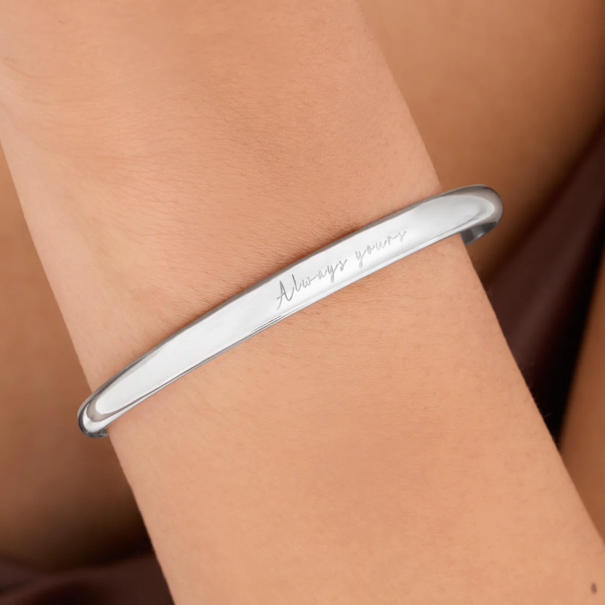 Custom Handwritten Domed Bangle (Silver) - Image 5