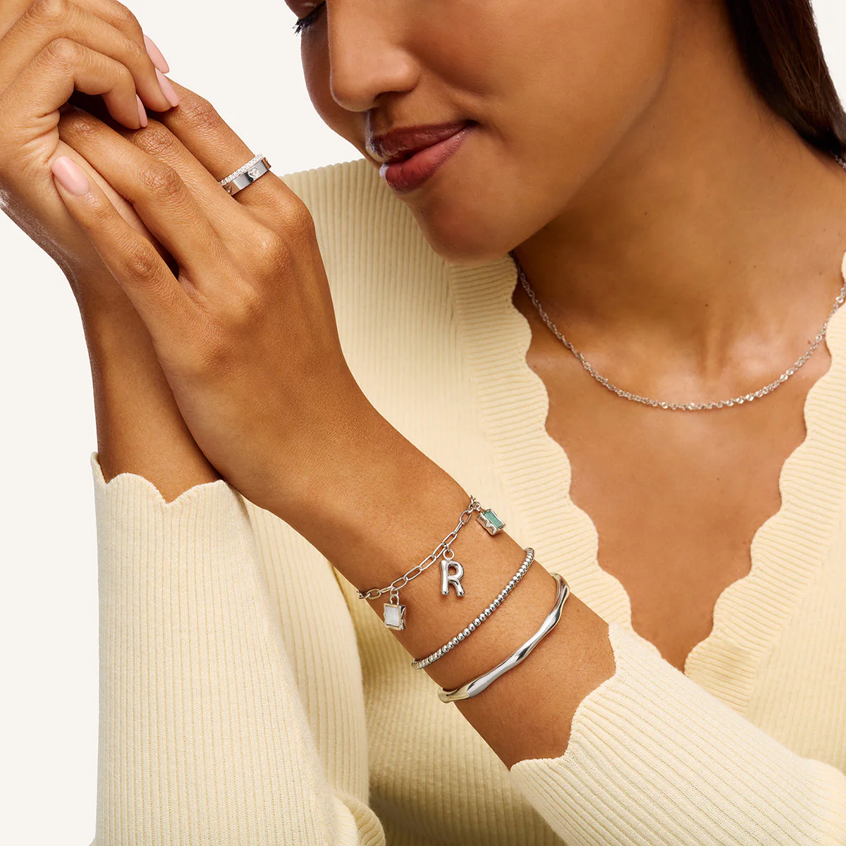 Custom Hanging Ocean Charm Bracelet (Silver) - Image 4