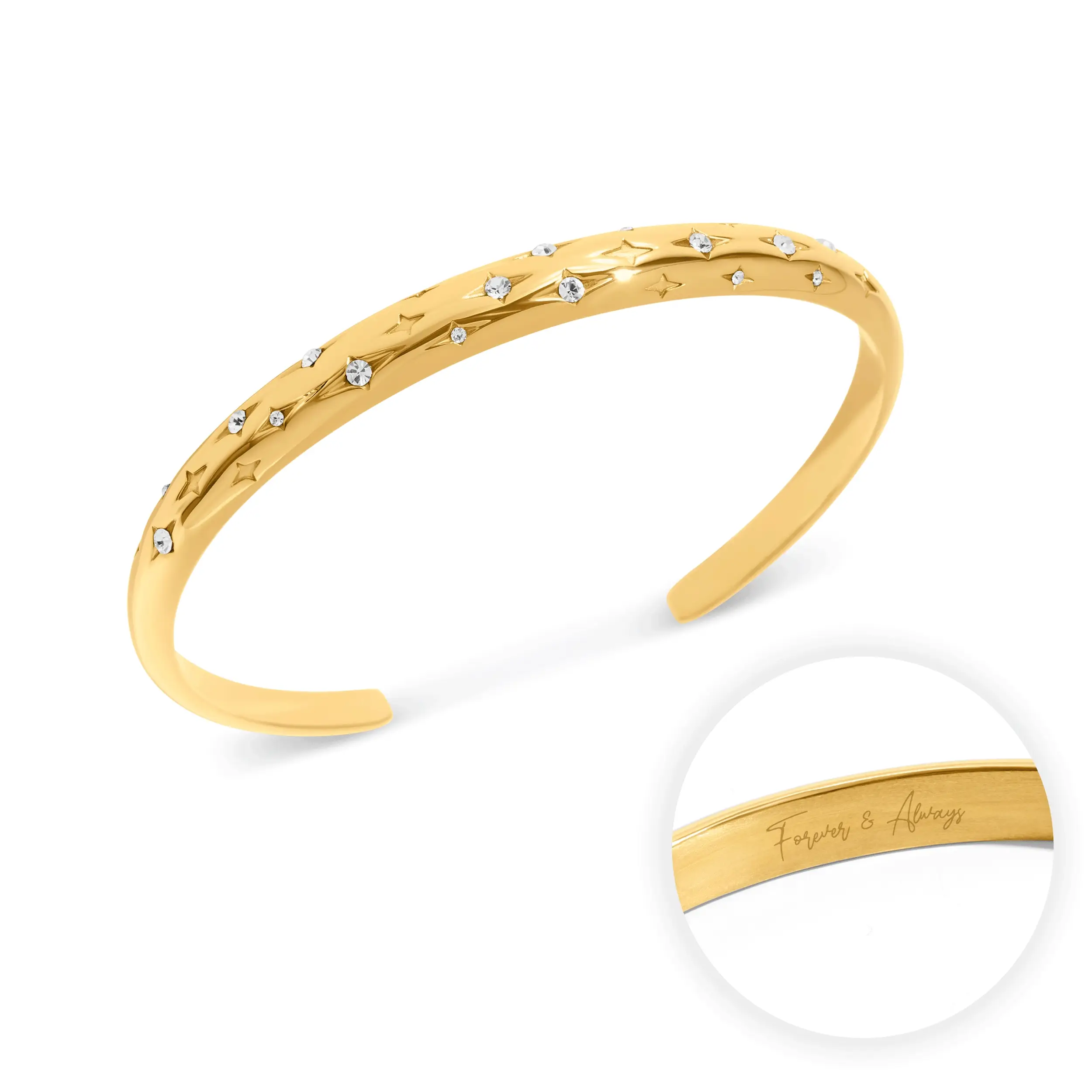 Custom Moon and Back Bangle (Gold)