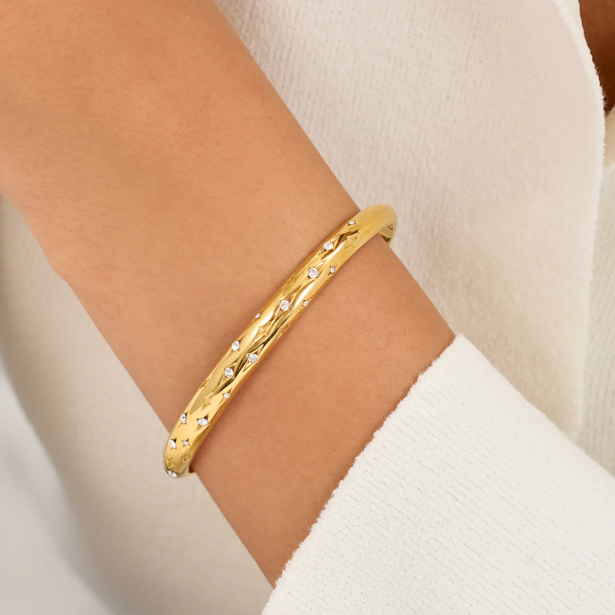 Custom Moon and Back Bangle (Gold) - Image 2
