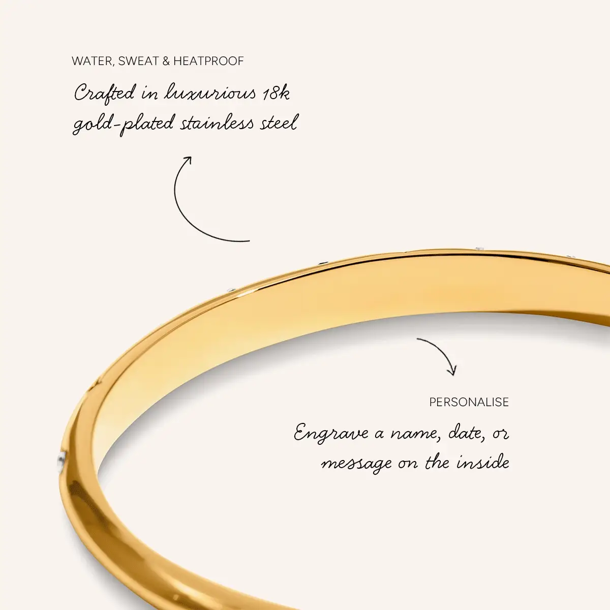 Custom Moon and Back Bangle (Gold) - Image 3