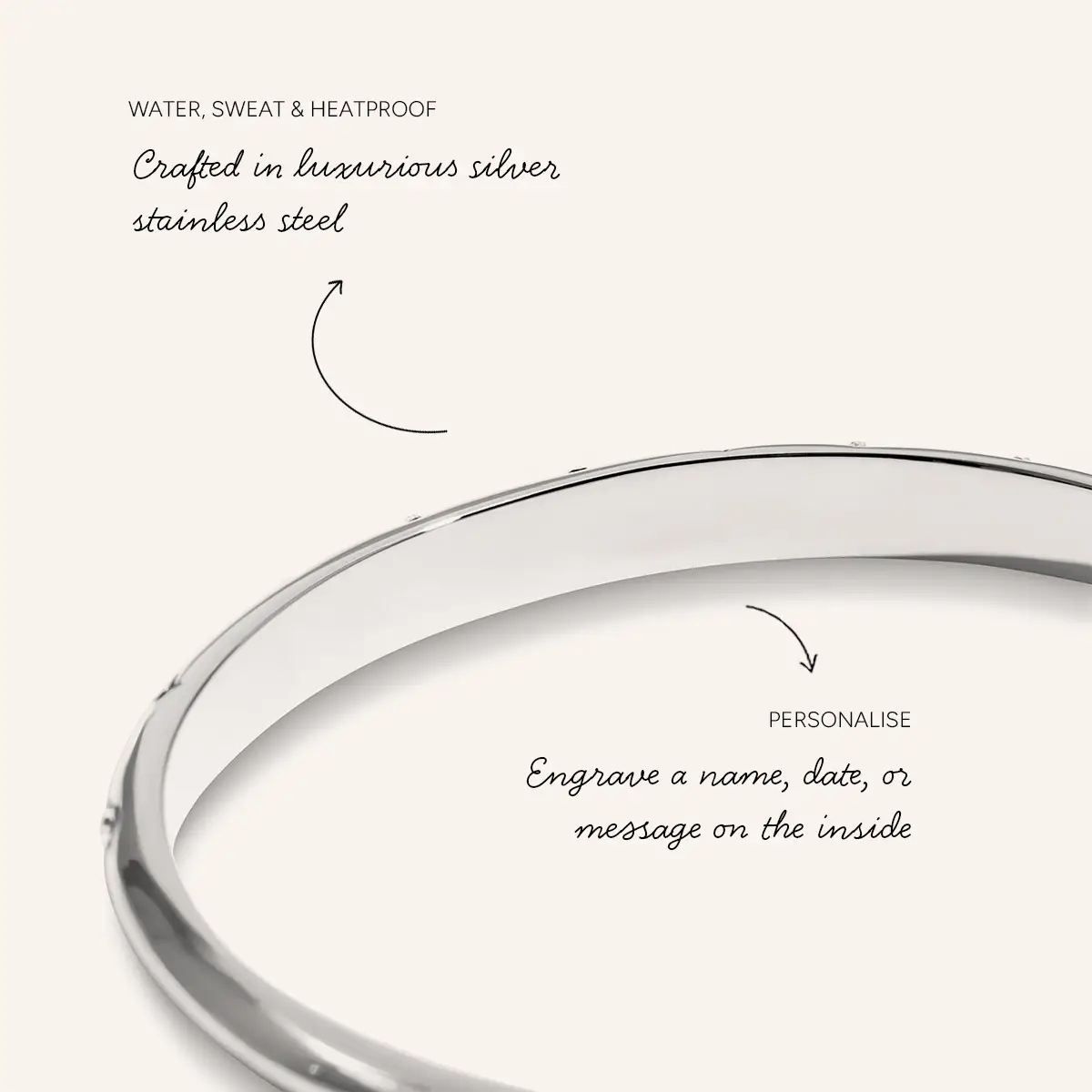 Custom Moon and Back Bangle (Silver) - Image 4