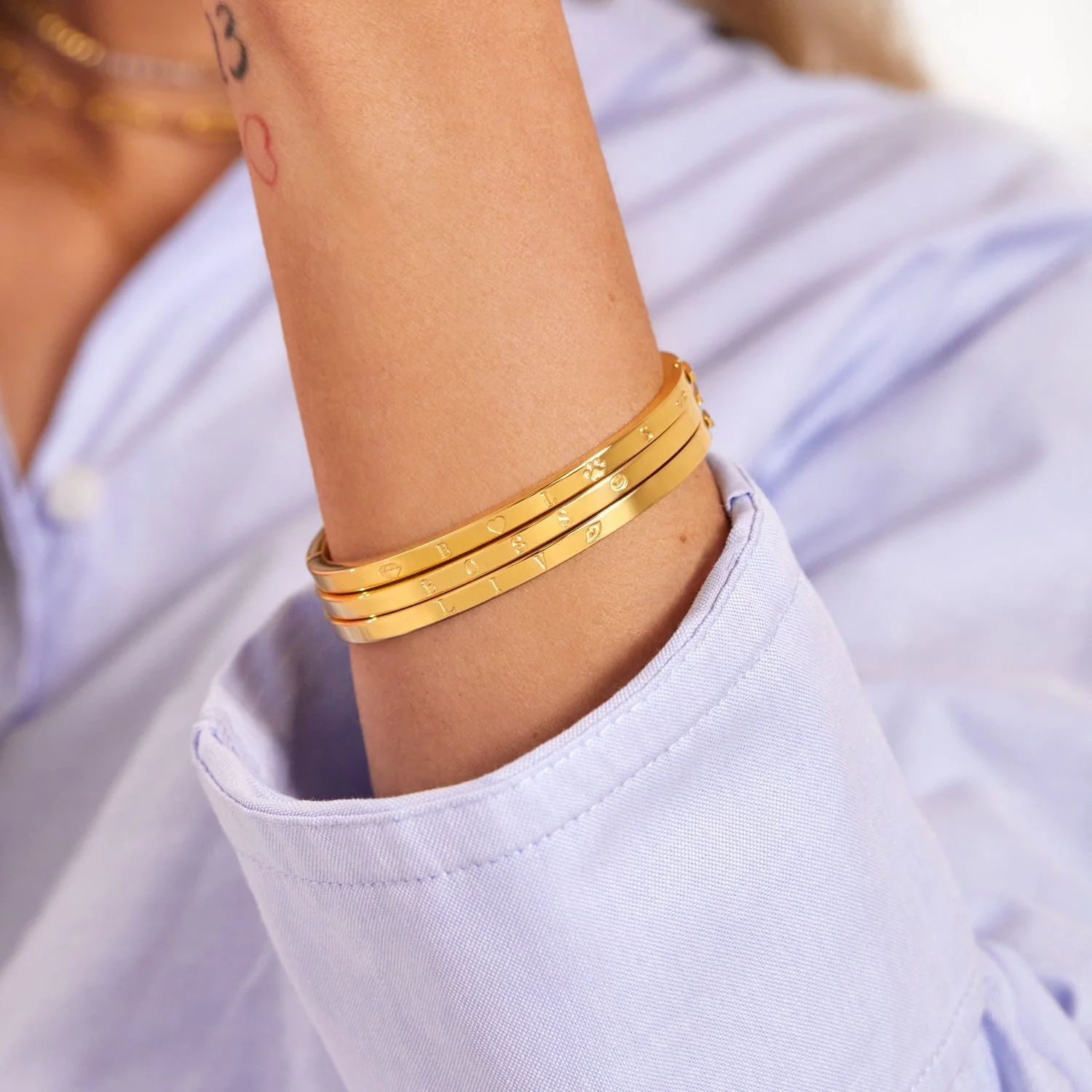Custom Stamped Bangle (Gold) - Image 2