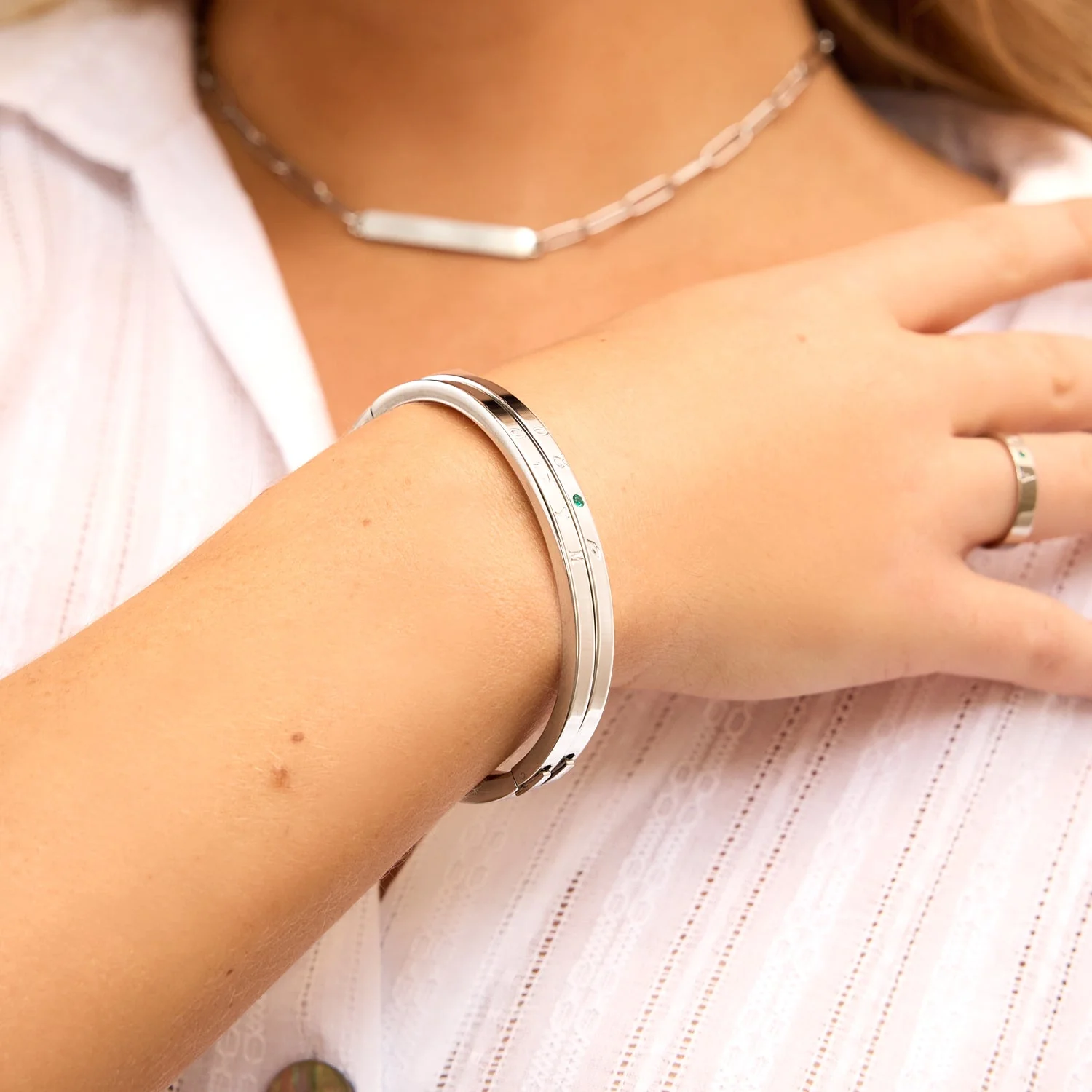 Custom Stamped Bangle (Silver) - Image 3