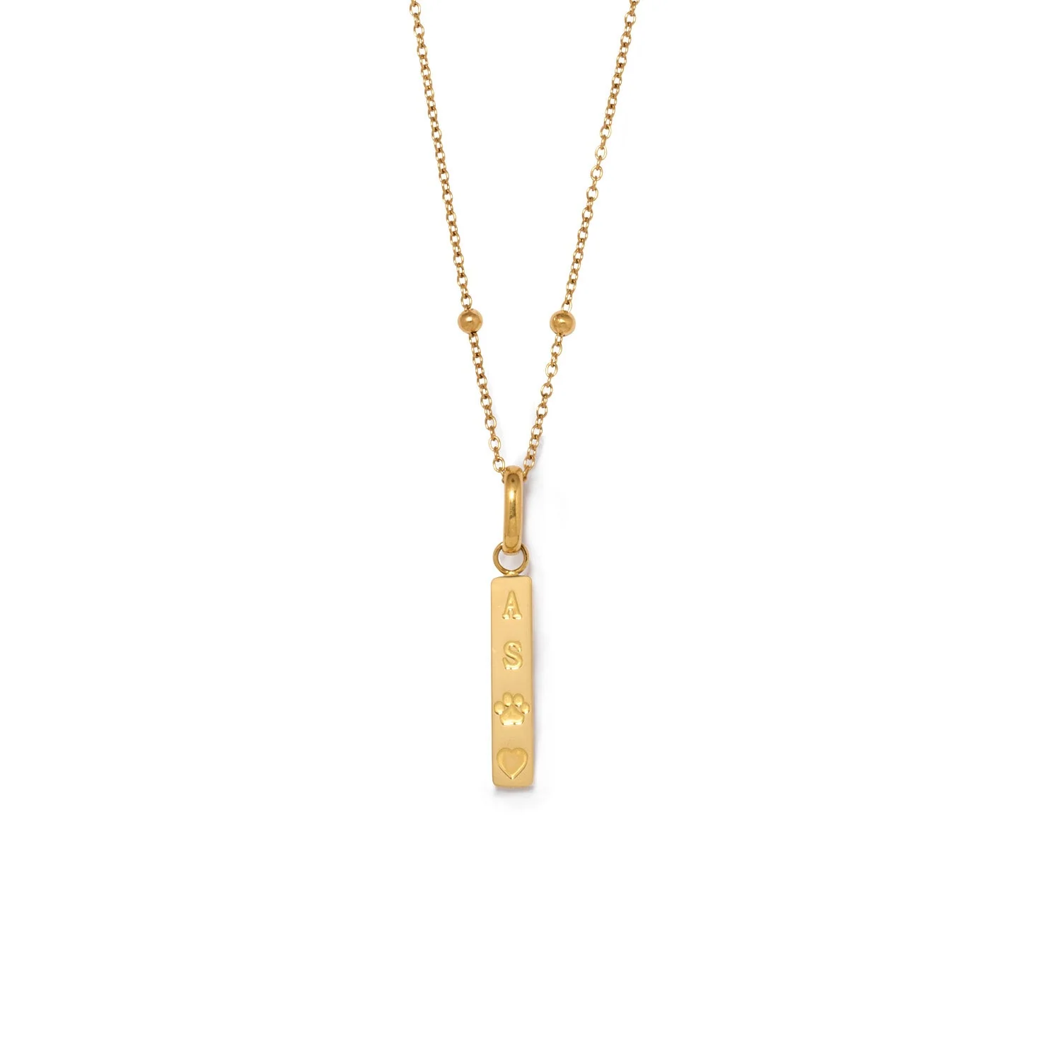 Custom Stamped Bar Pendant Necklace (Gold) - Image 10