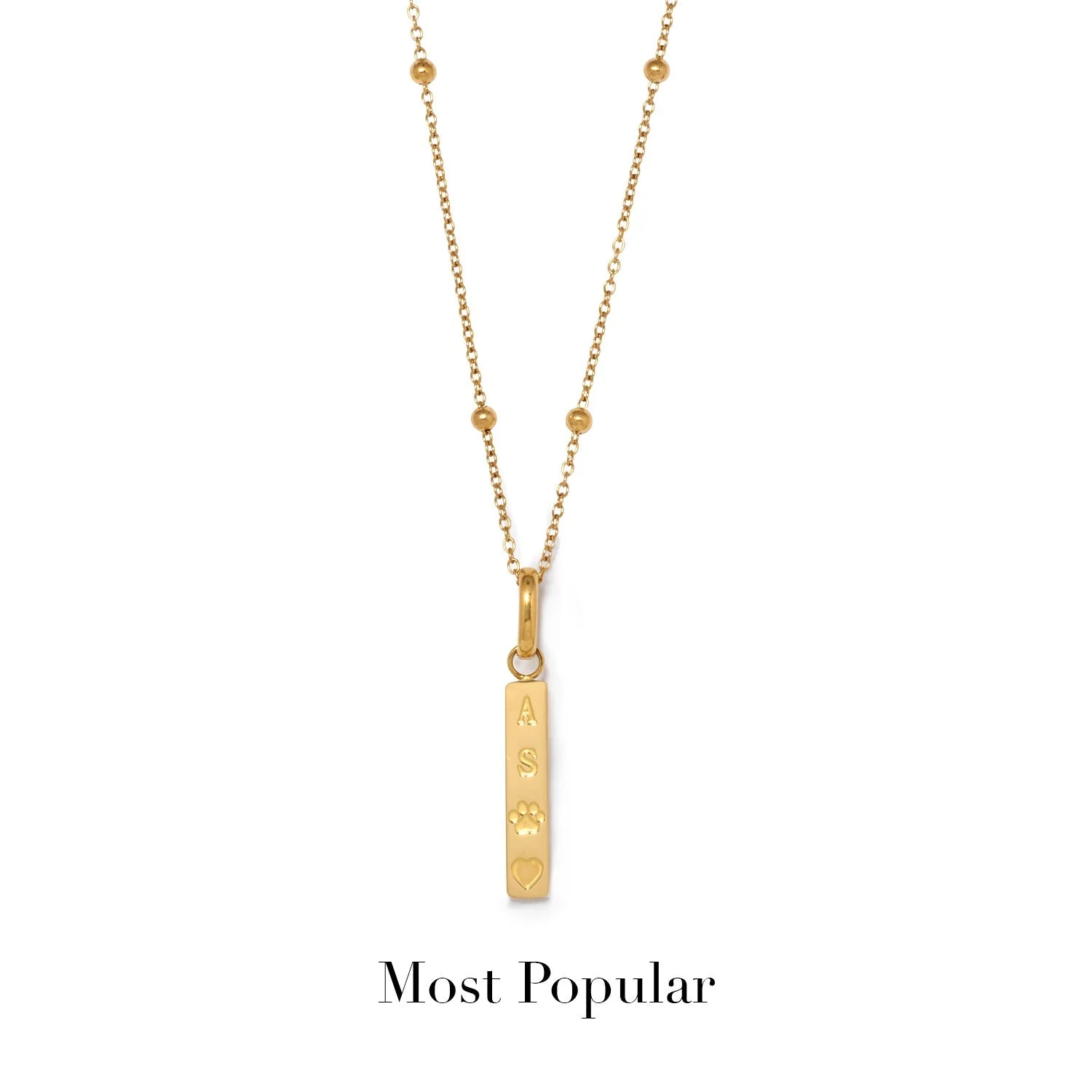 Custom Stamped Bar Pendant Necklace (Gold) - Image 11