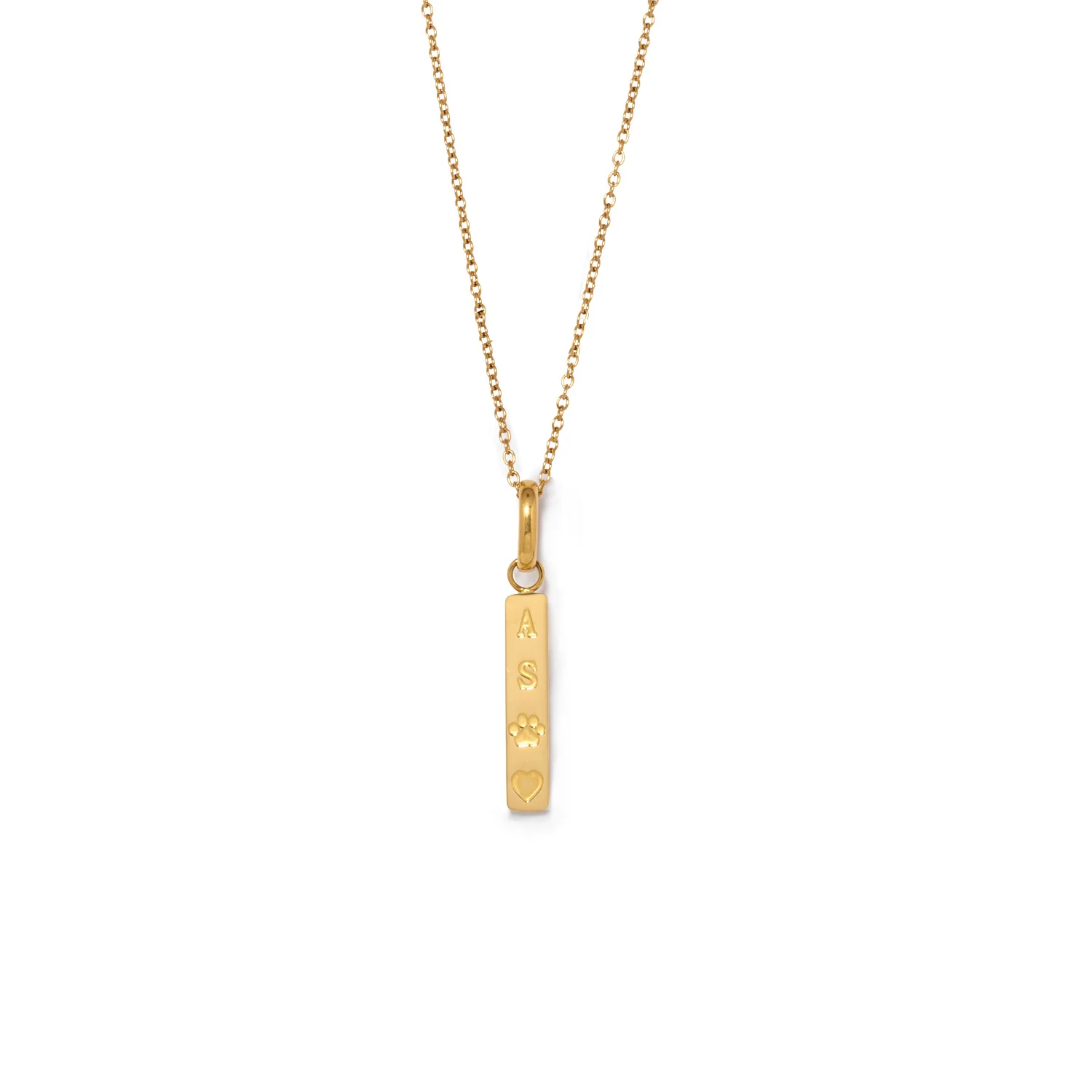Custom Stamped Bar Pendant Necklace (Gold) - Image 12