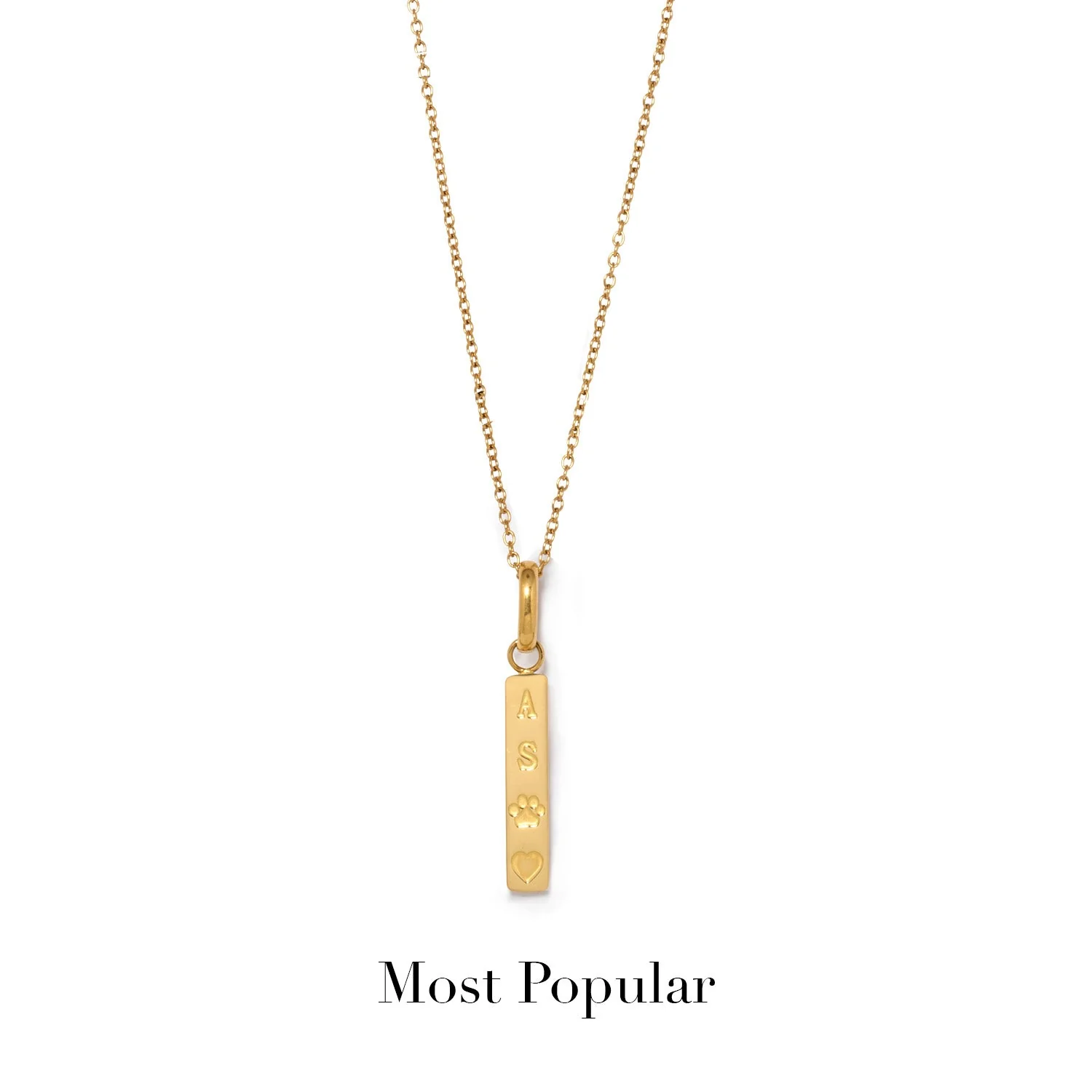 Custom Stamped Bar Pendant Necklace (Gold) - Image 15