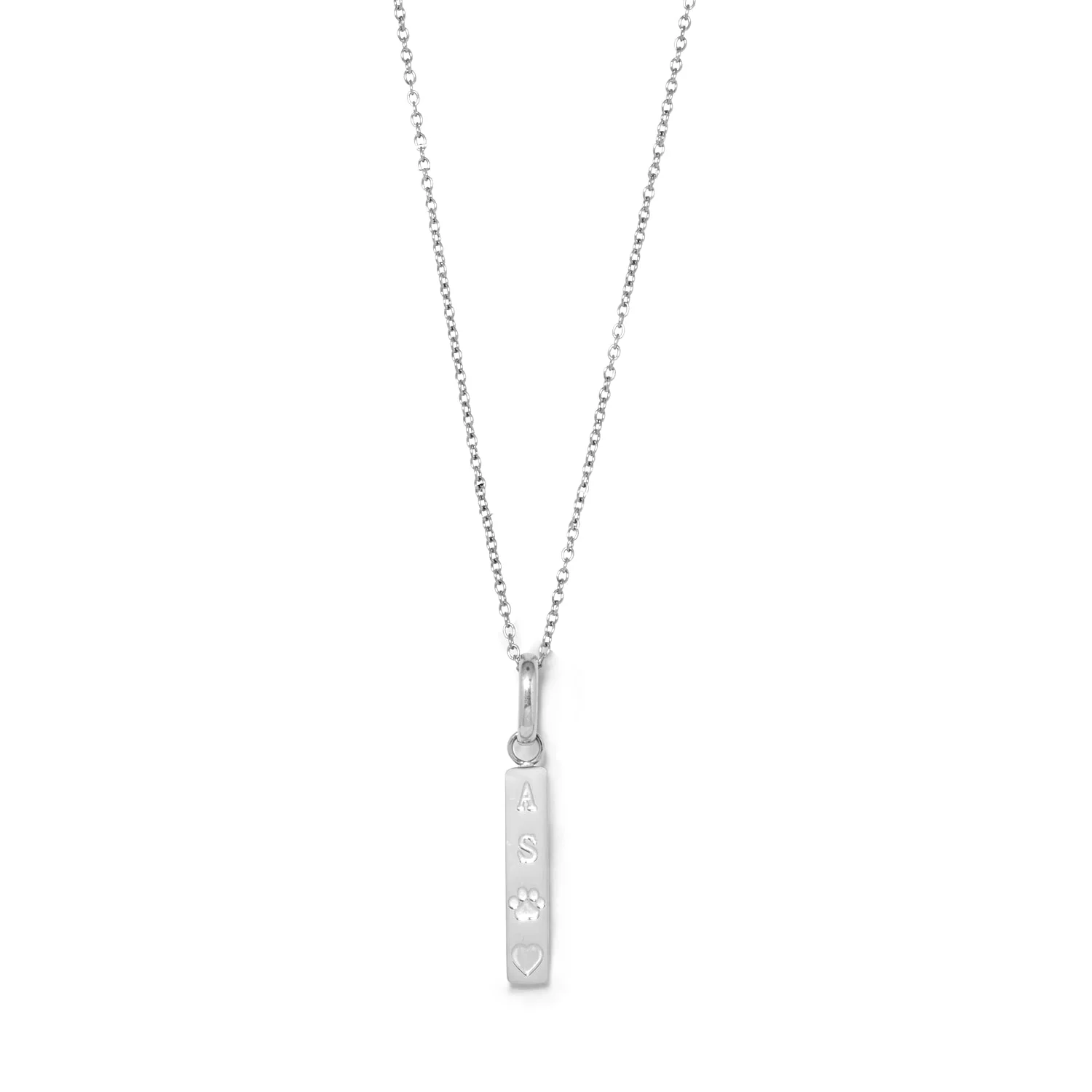 Custom Stamped Bar Pendant Necklace (Silver) - Image 11