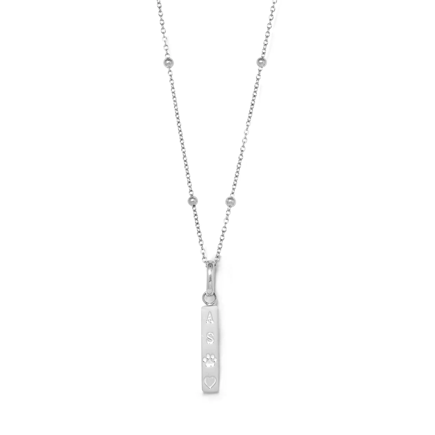 Custom Stamped Bar Pendant Necklace (Silver) - Image 12