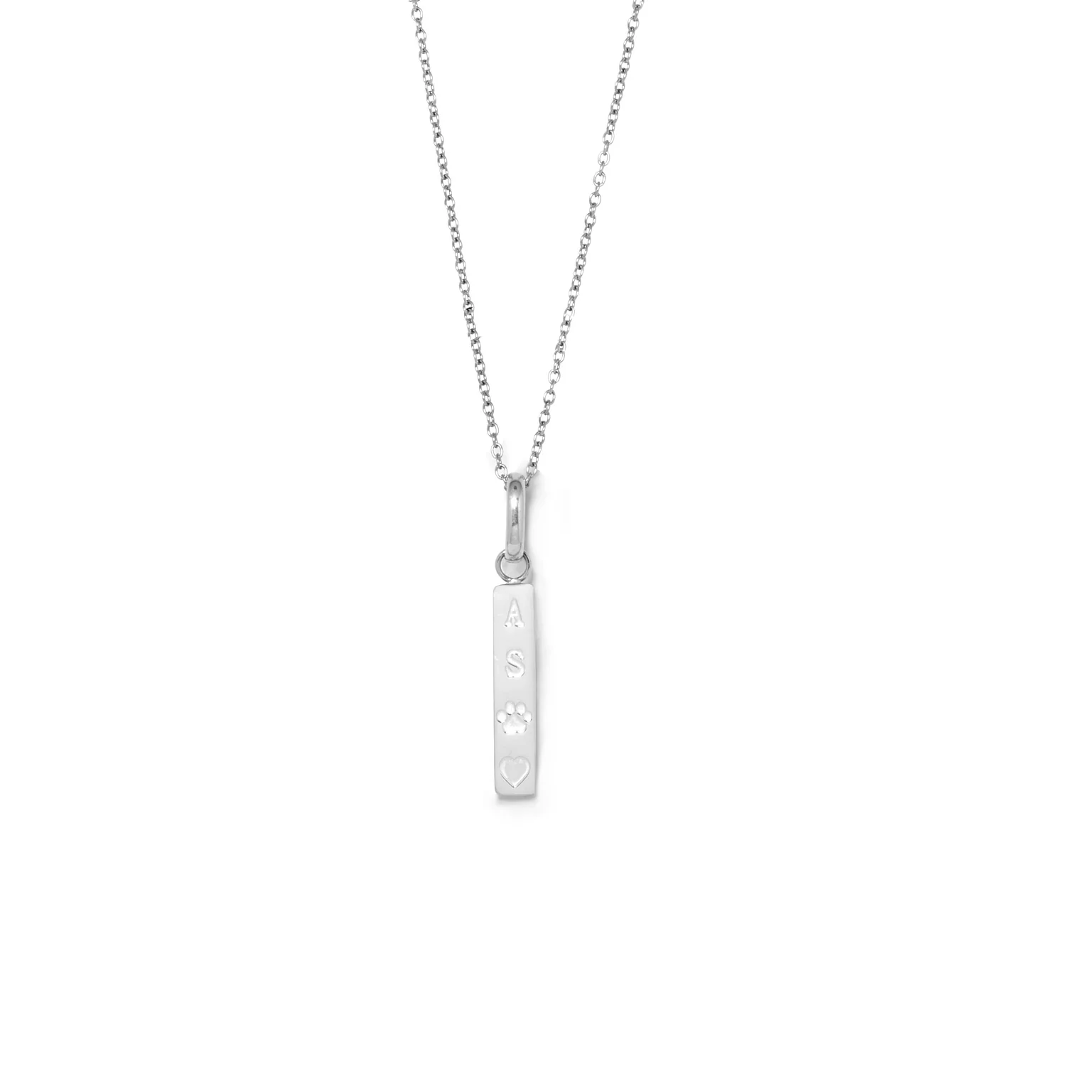 Custom Stamped Bar Pendant Necklace (Silver) - Image 14
