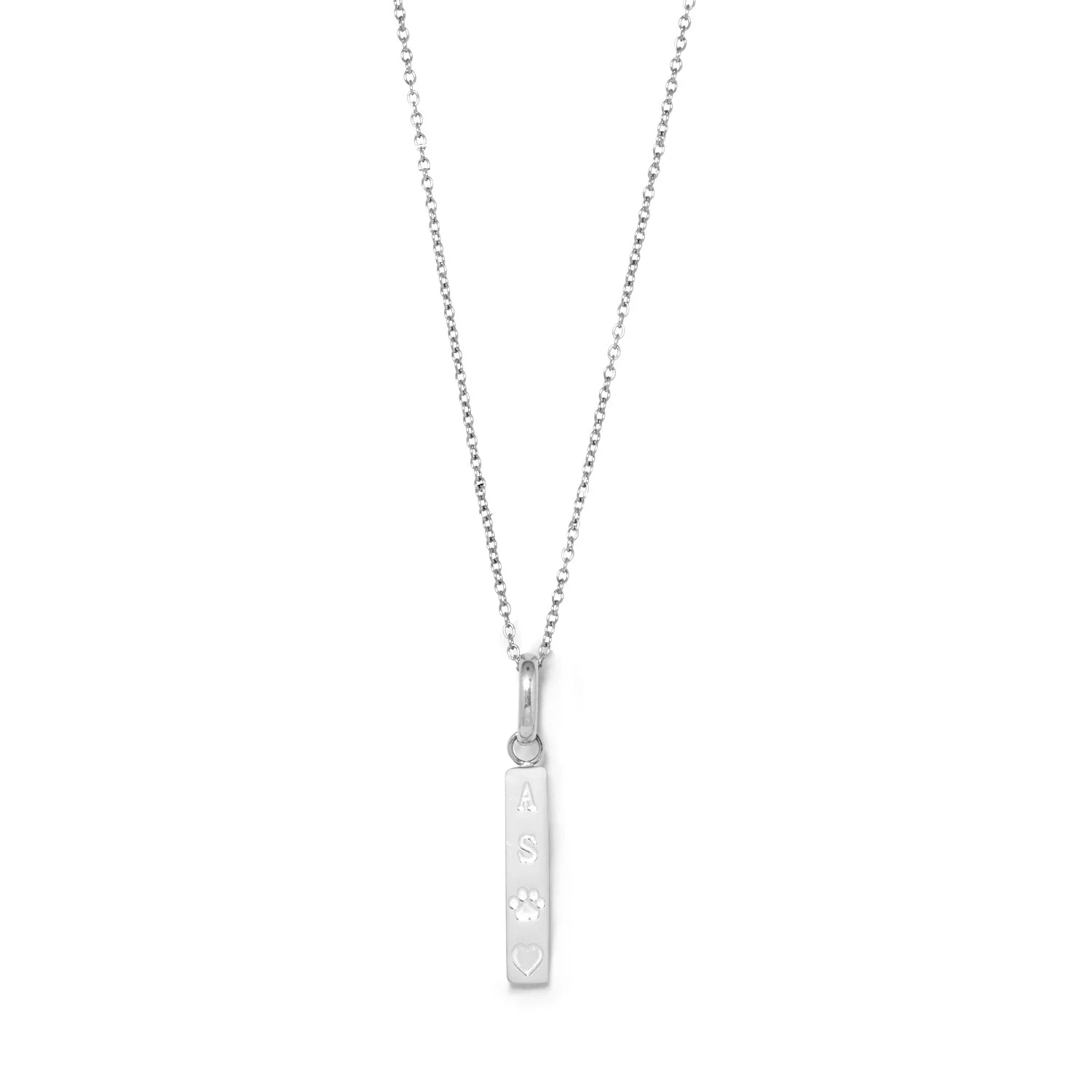 Custom Stamped Bar Pendant Necklace (Silver) - Image 15