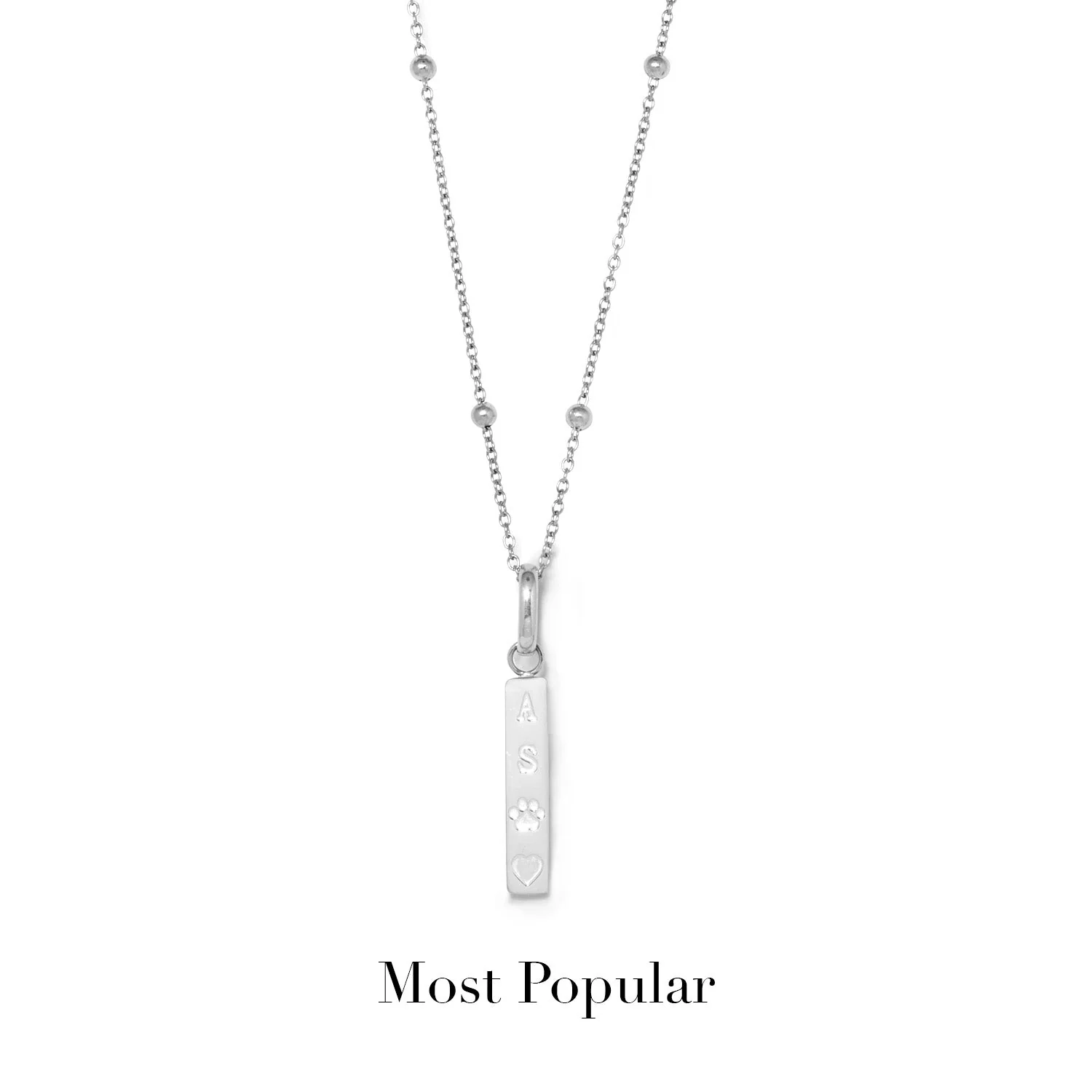 Custom Stamped Bar Pendant Necklace (Silver) - Image 17