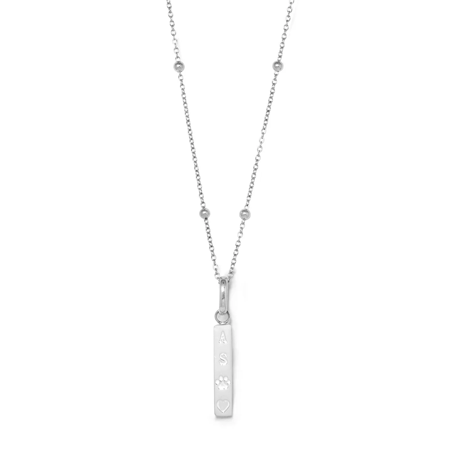 Custom Stamped Bar Pendant Necklace (Silver) - Image 18