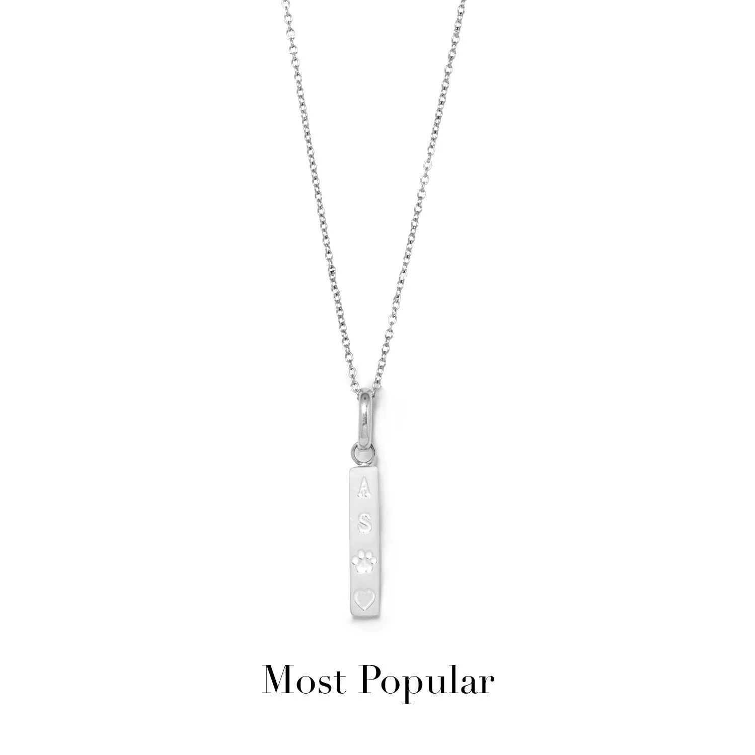 Custom Stamped Bar Pendant Necklace (Silver) - Image 19