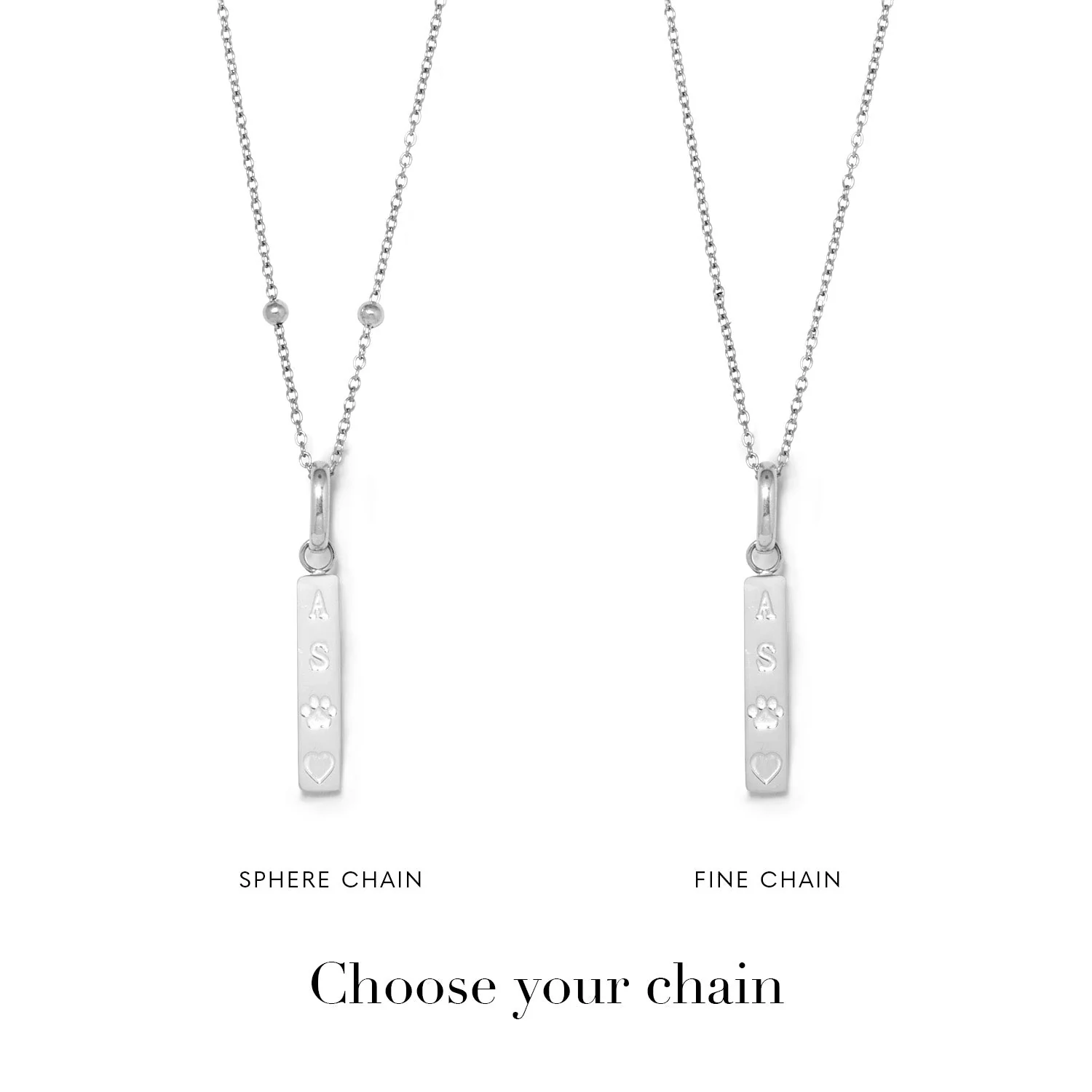 Custom Stamped Bar Pendant Necklace (Silver) - Image 6