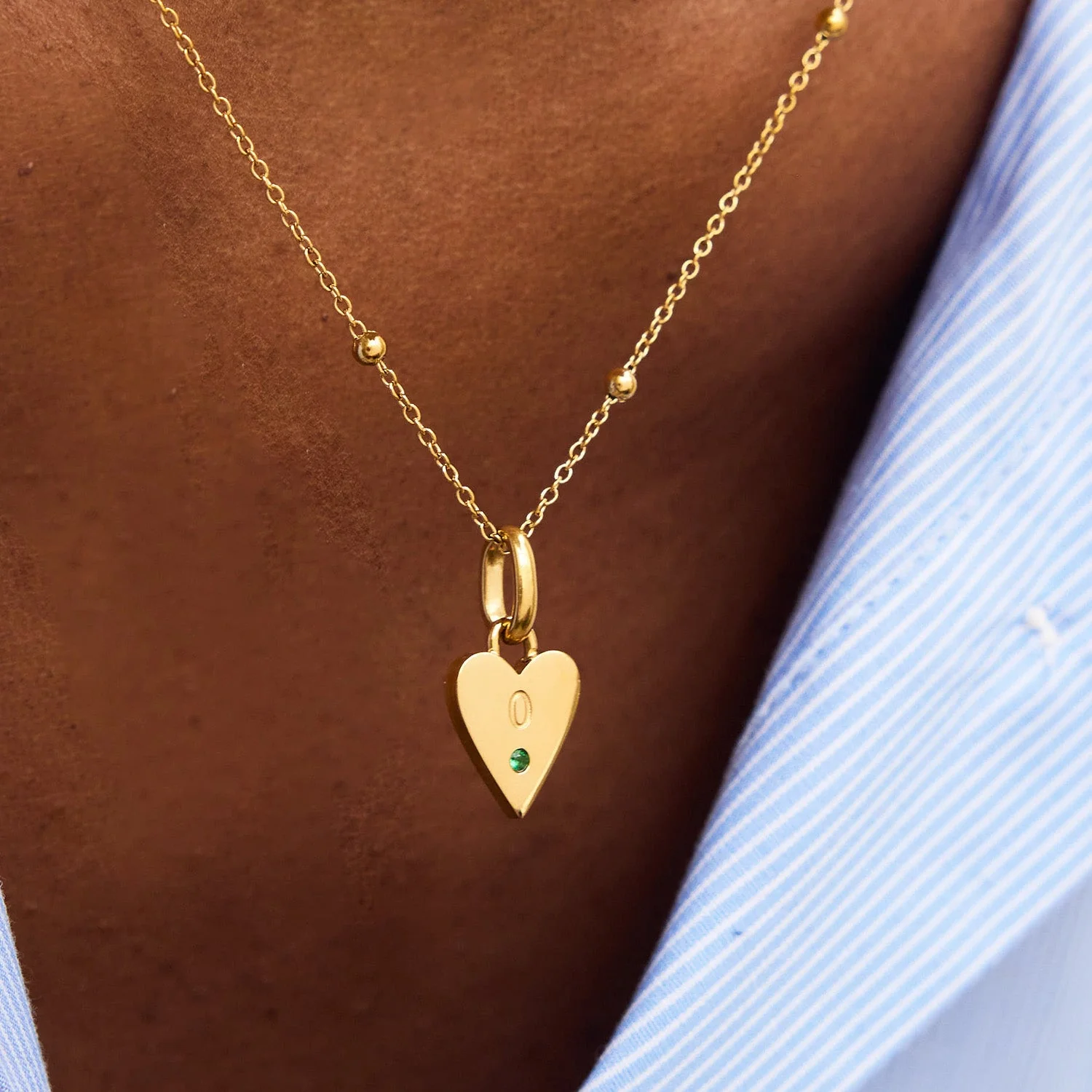 Custom Stamped Heart Pendant Necklace (Gold) - Image 2