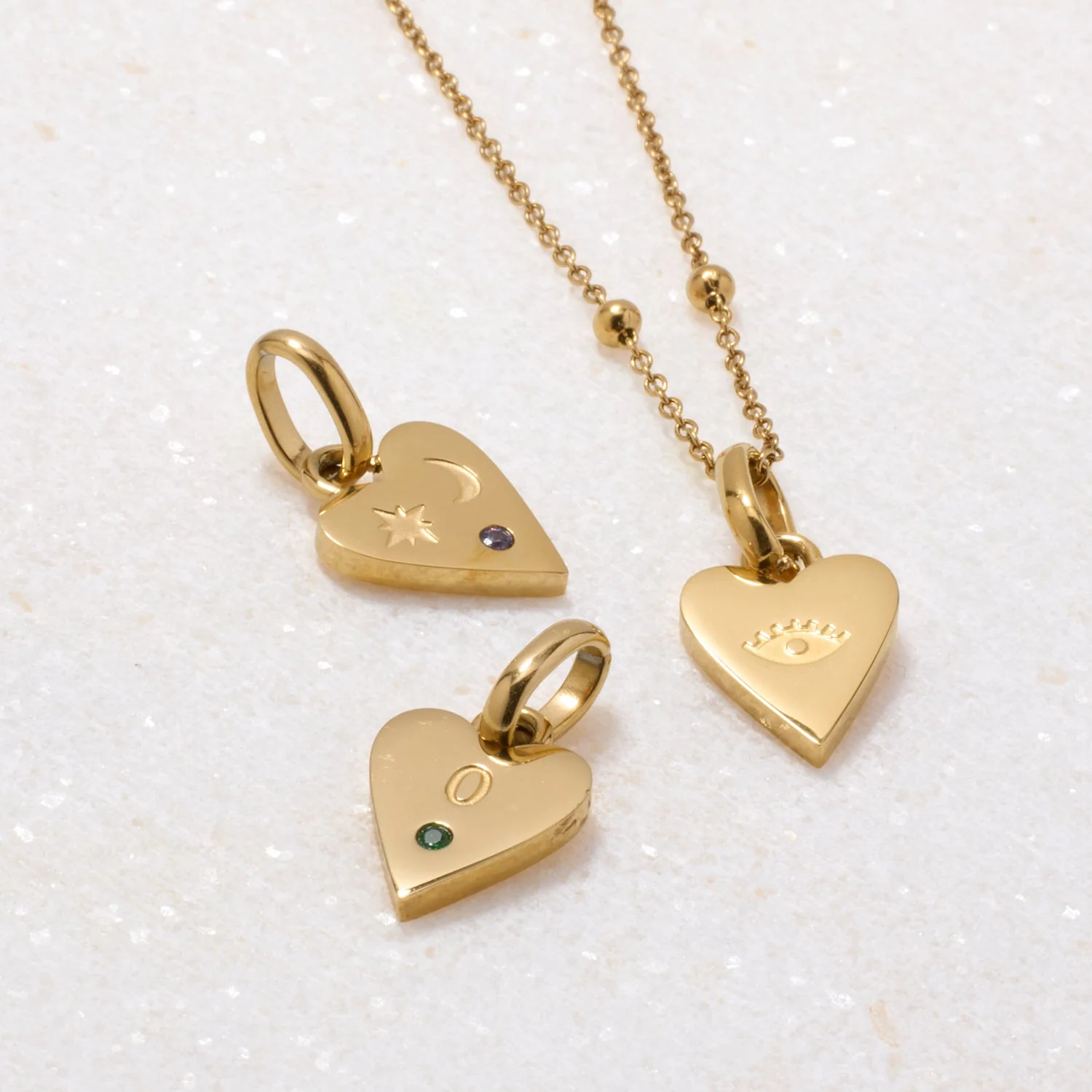 Custom Stamped Heart Pendant Necklace (Gold) - Image 5