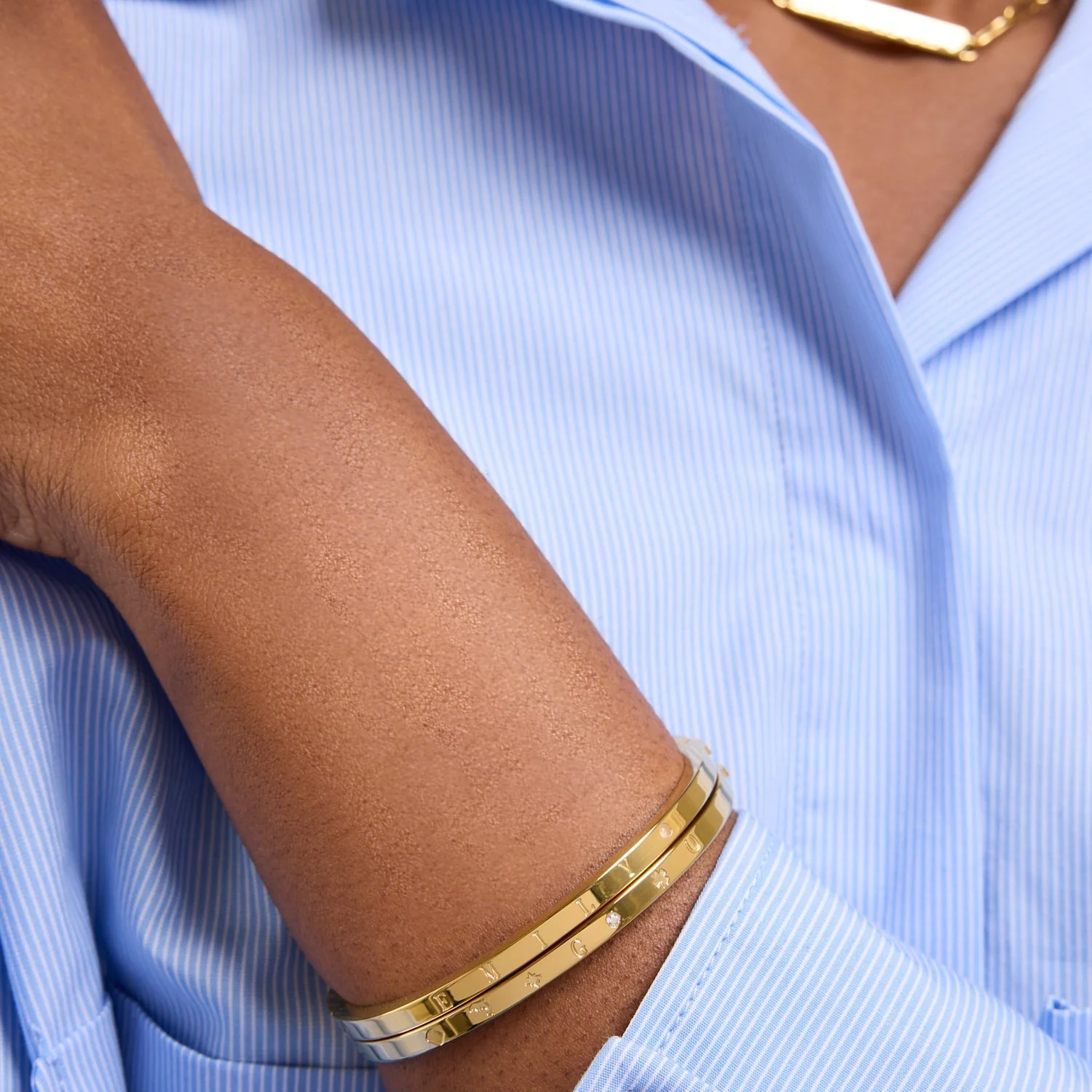 Custom Stamped Name Bangle (Gold) - Image 2
