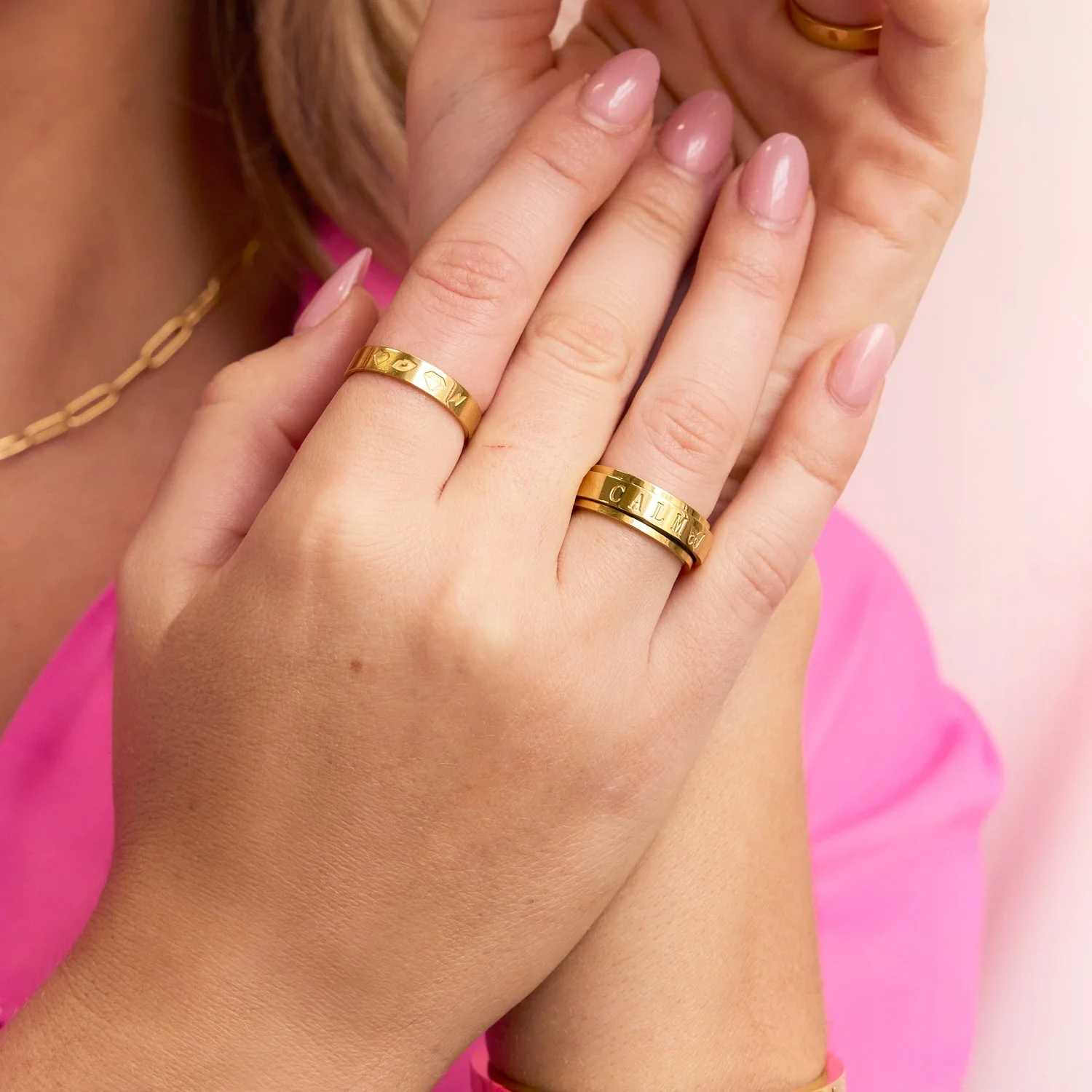 Custom Stamped Name Fidget Ring (Gold) - Image 3