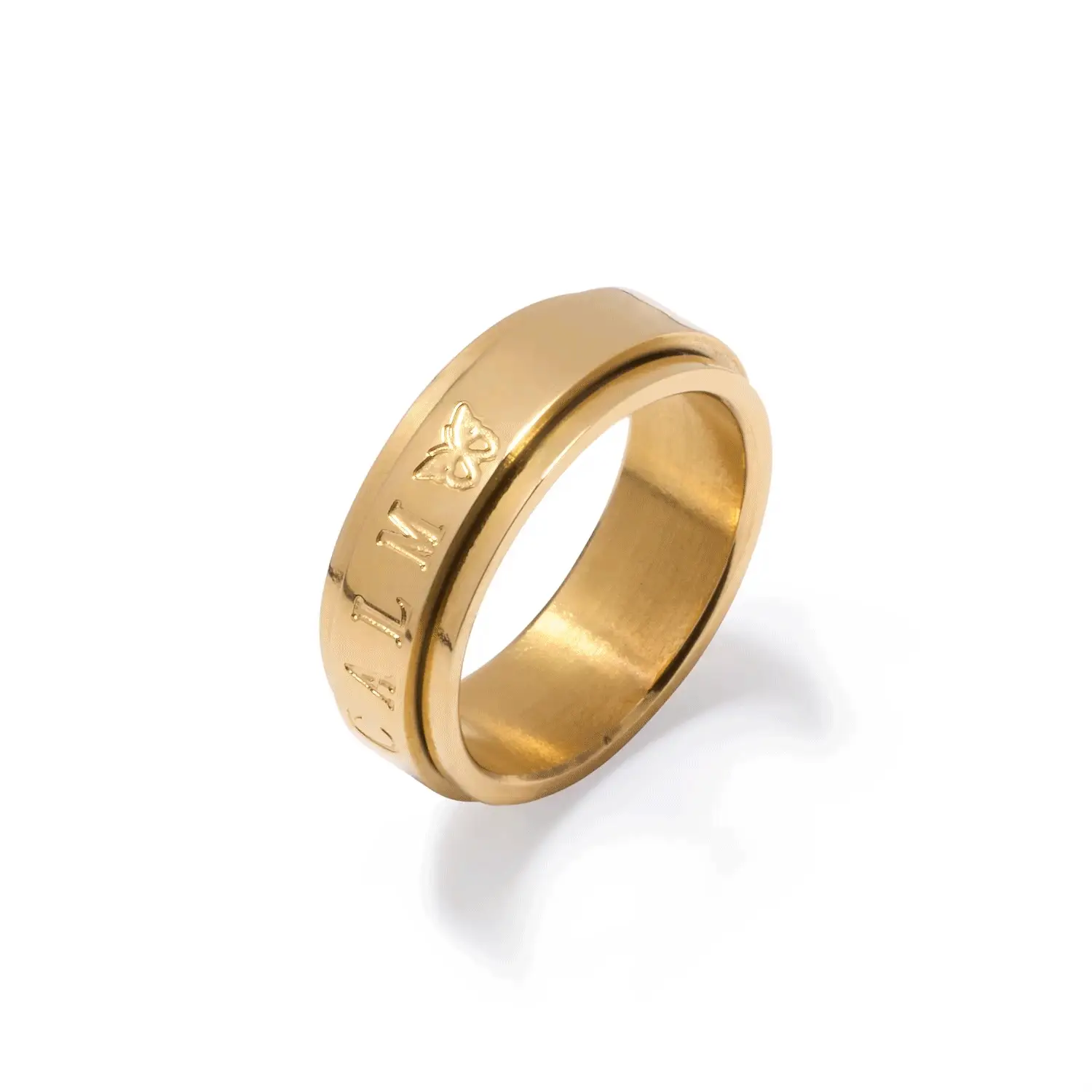 Custom Stamped Name Fidget Ring (Gold) - Image 4